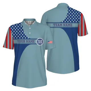 Picklewin Custom Logo 250 Anniversary US Flag UV Protection Men Polo Shirt – alternate