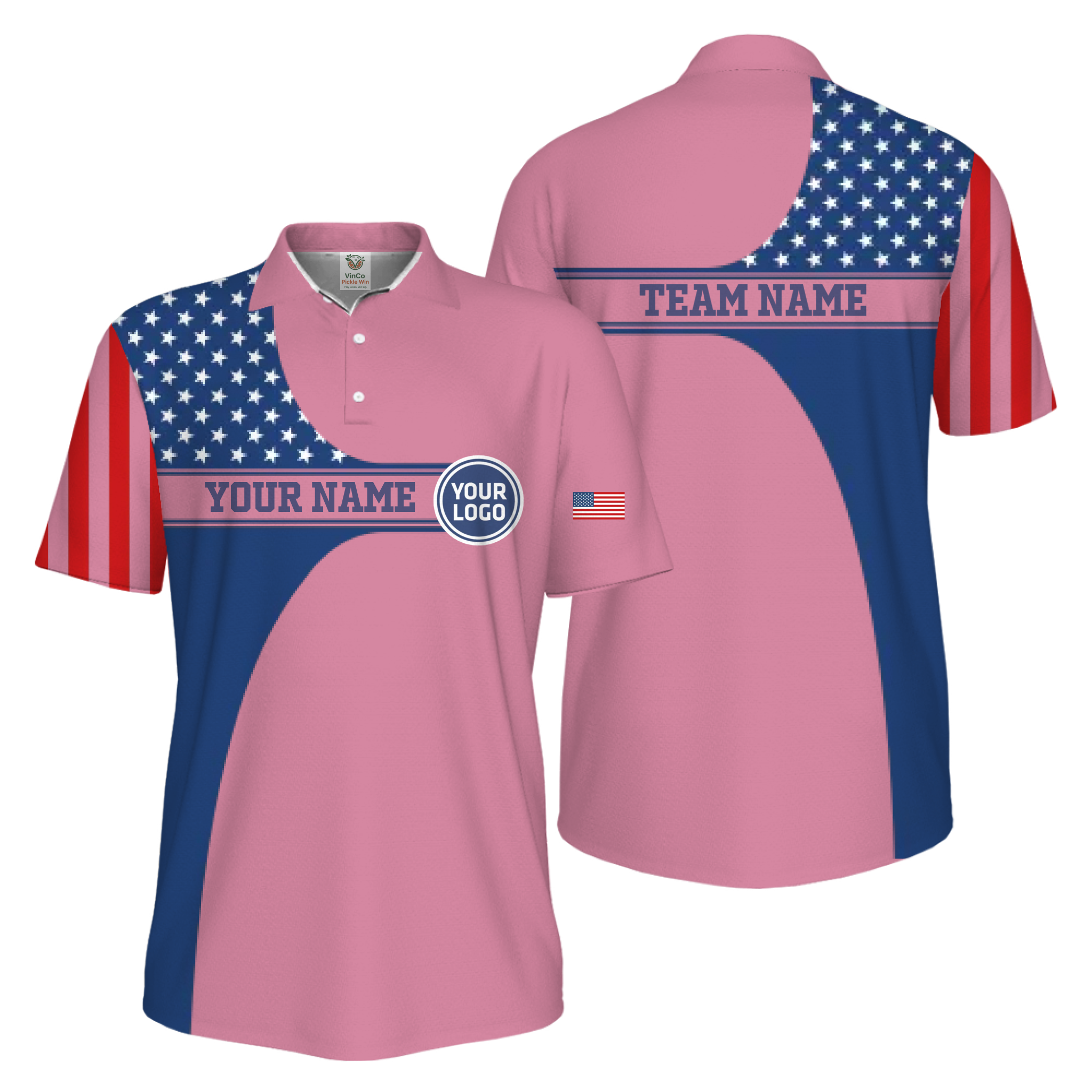 Picklewin Custom Logo 250 Anniversary US Flag UV Protection Men Polo Shirt