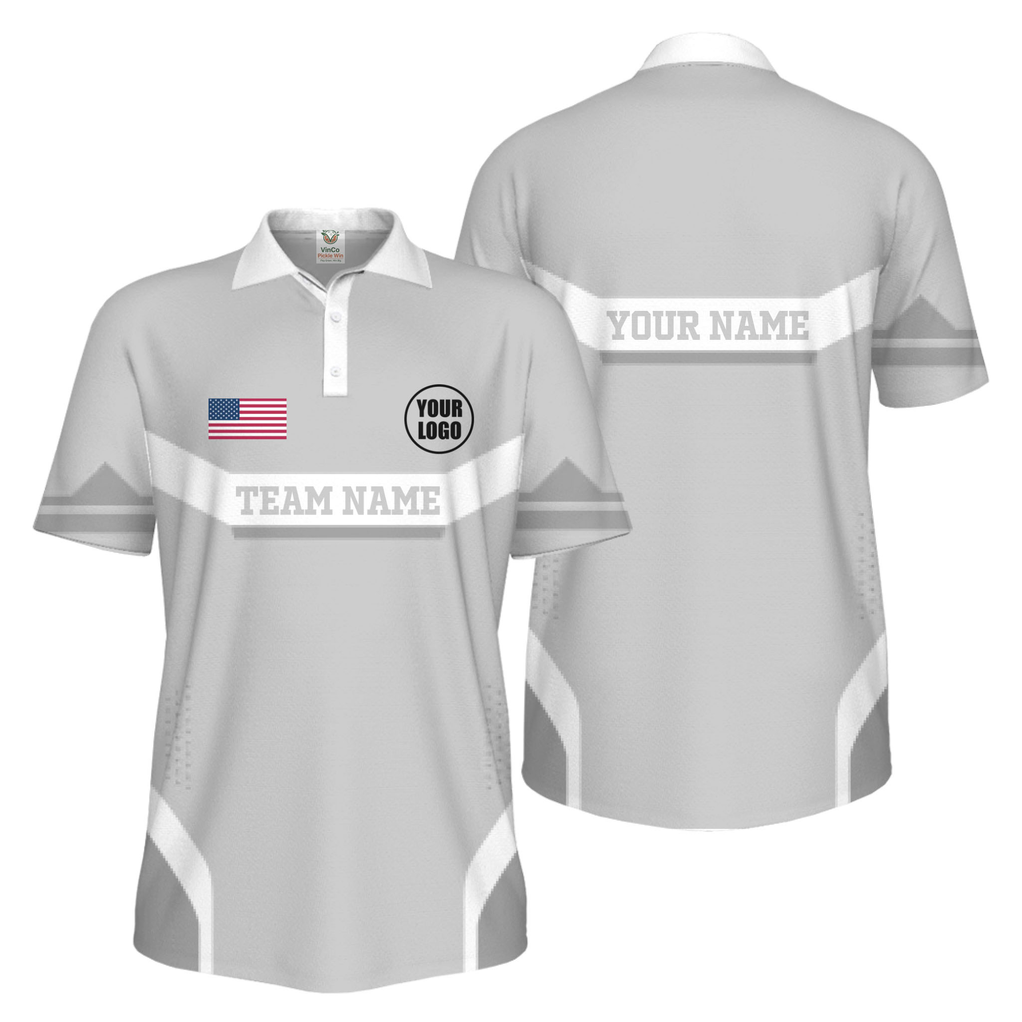 Picklewin Custom Logo And Name Sport US Flag UV Protection Men Polo Shirt  