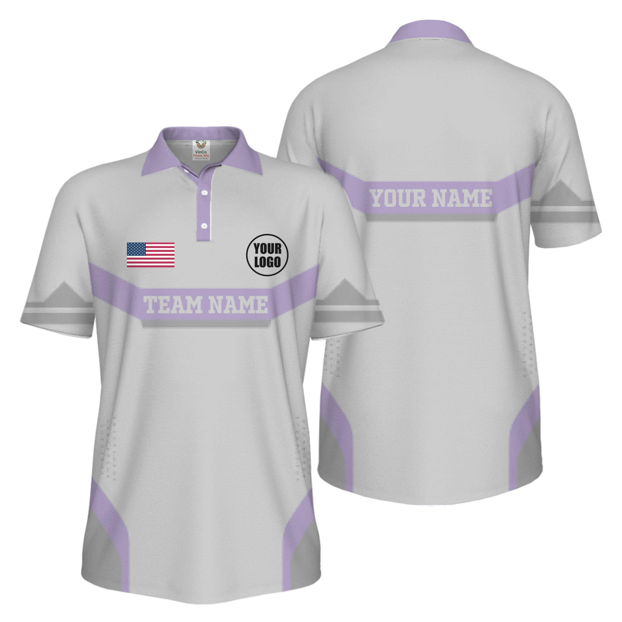 Picklewin Custom Logo And Name Sport US Flag UV Protection Men Polo Shirt  