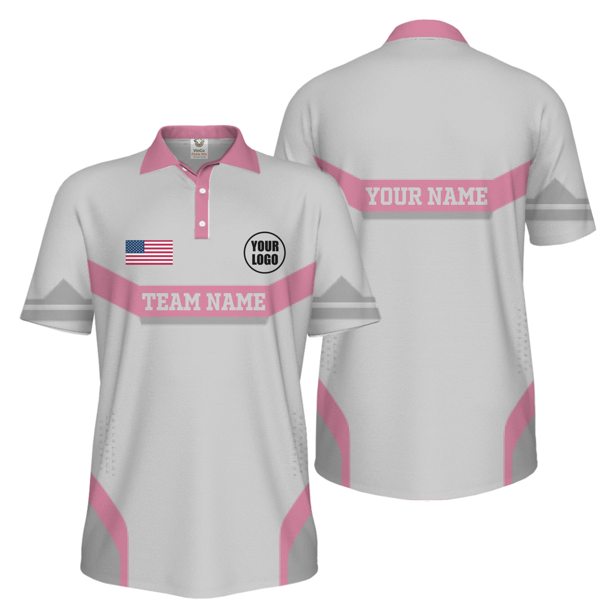 Picklewin Custom Logo And Name Sport US Flag UV Protection Men Polo Shirt  
