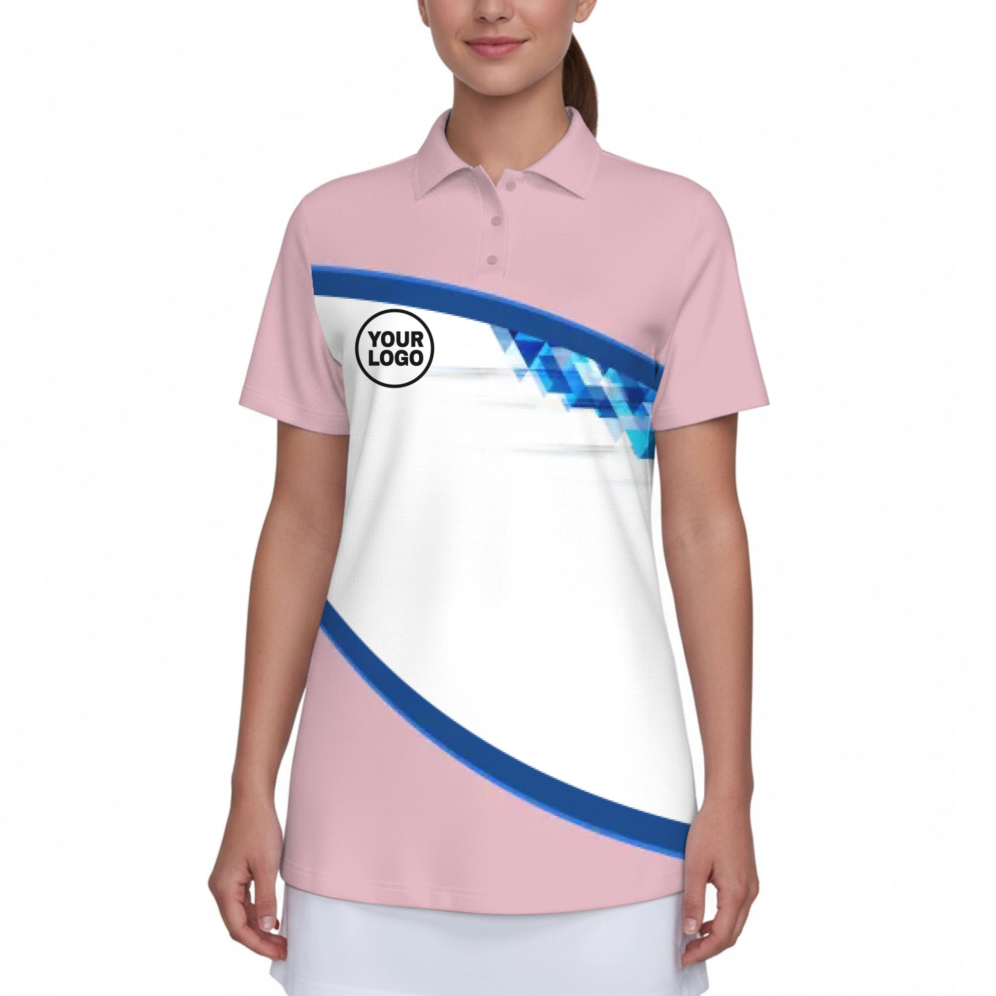 Picklewin Custom Logo And Team Name Pinky Women Polo Shirt 