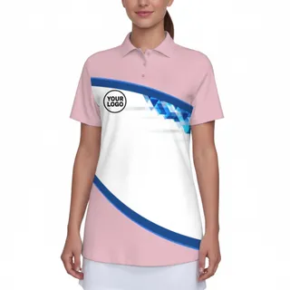Picklewin Custom Logo And Team Name Pinky Women Polo Shirt 