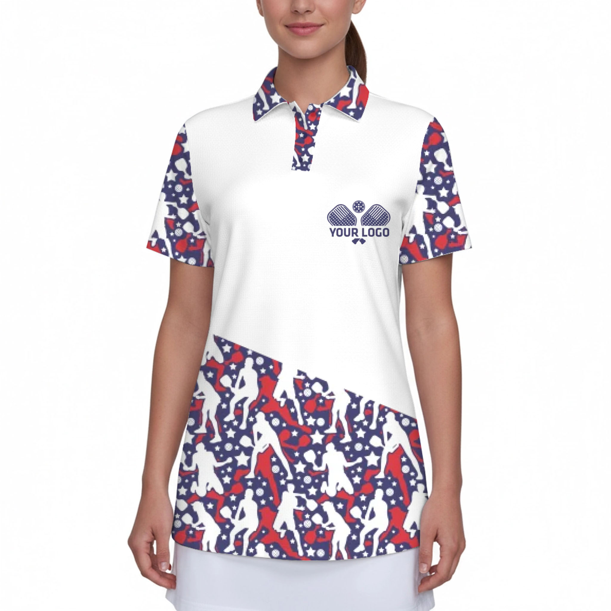 Picklewin Custom Logo And Team Name Sporty Polo Shirt For Women 
