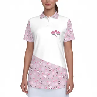 Picklewin Custom Logo And Team Pink Women's UV Protect Polo Shirt