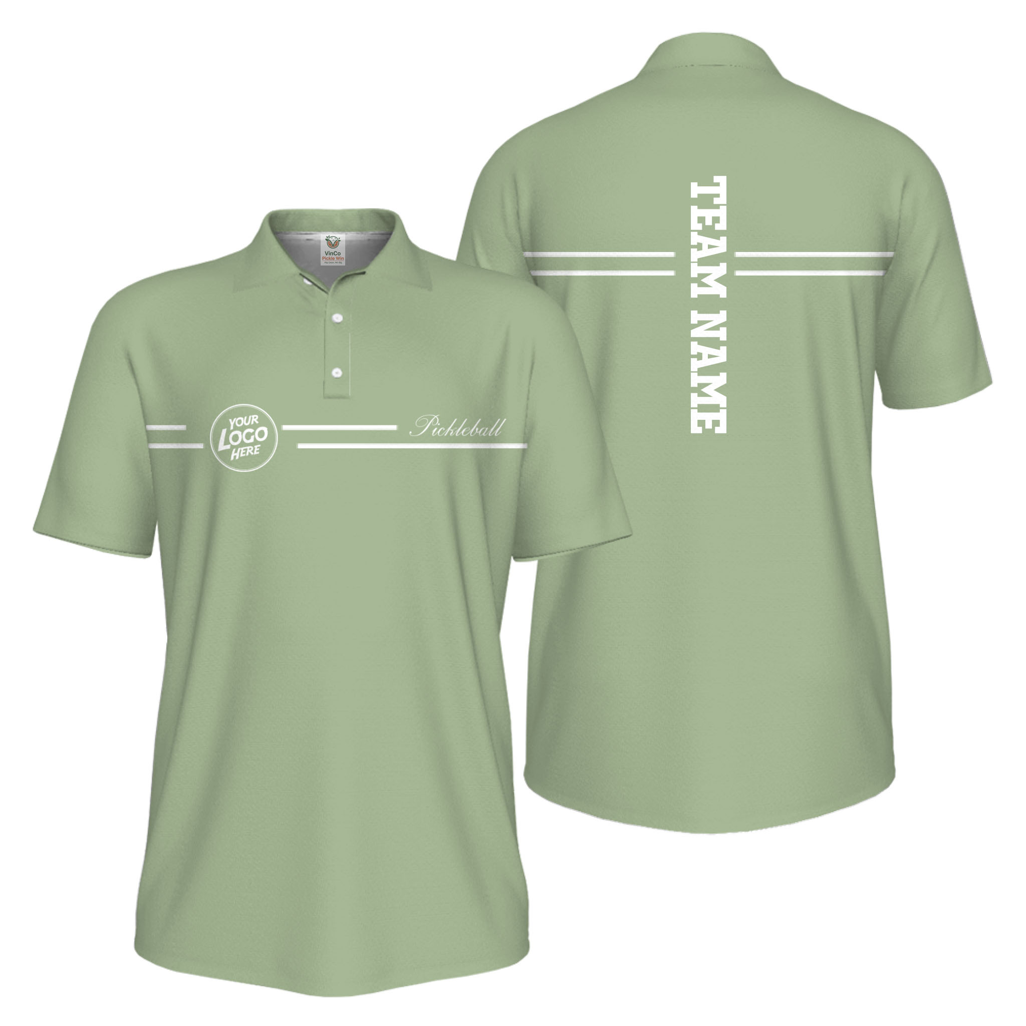 Picklewin Custom Logo And Vertical Name Men Sport Polo Shirt Live Preview 