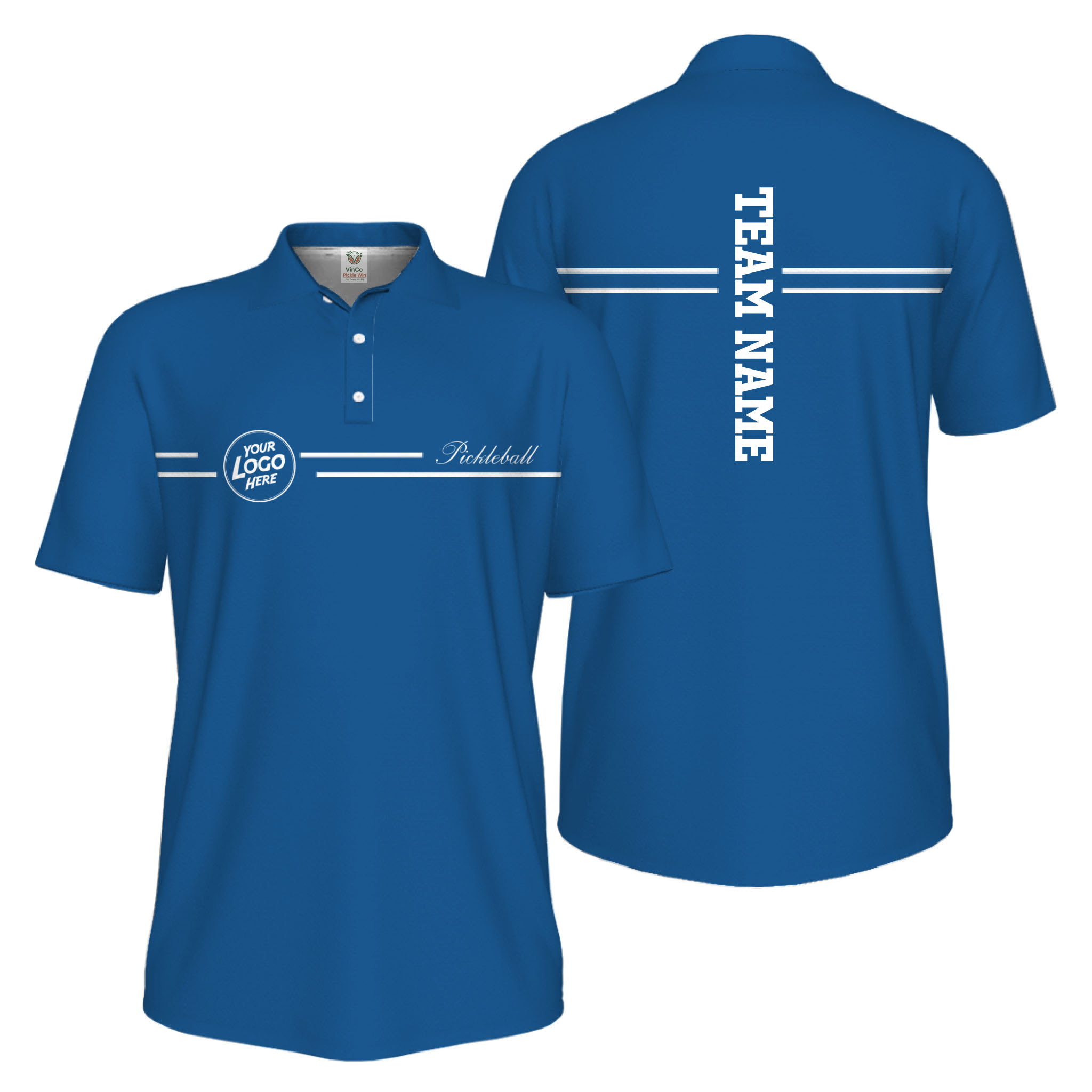 Picklewin Custom Logo And Vertical Name Men Sport Polo Shirt Live Preview 