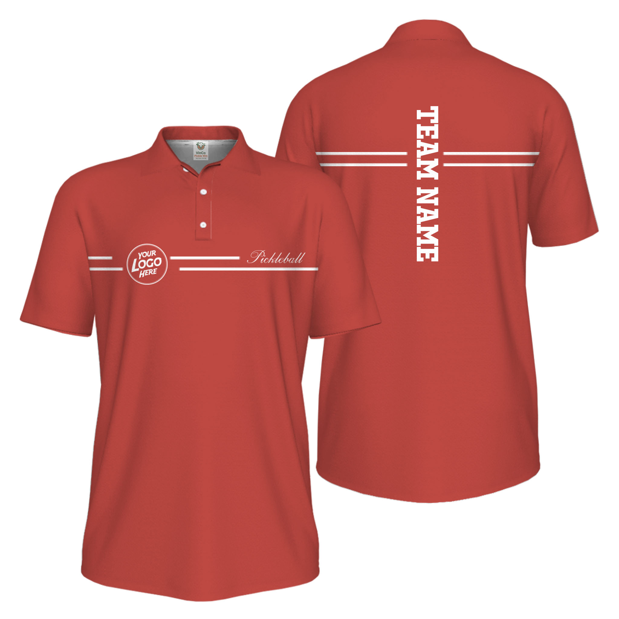 Picklewin Custom Logo And Vertical Name Men Sport Polo Shirt Live Preview 