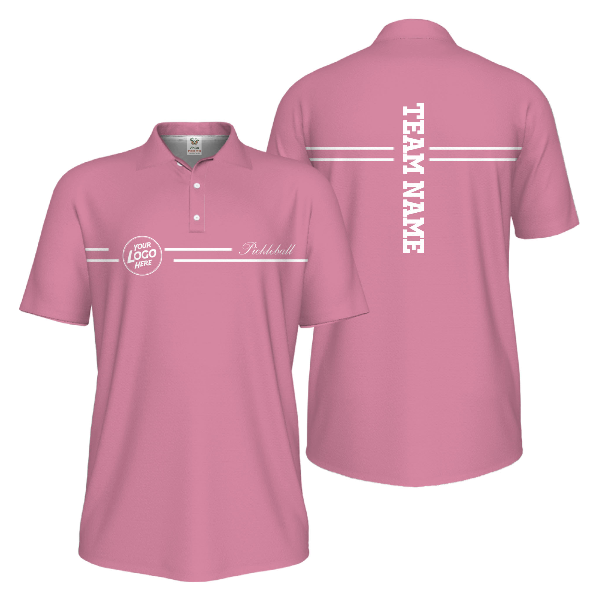 Picklewin Custom Logo And Vertical Name Men Sport Polo Shirt Live Preview 