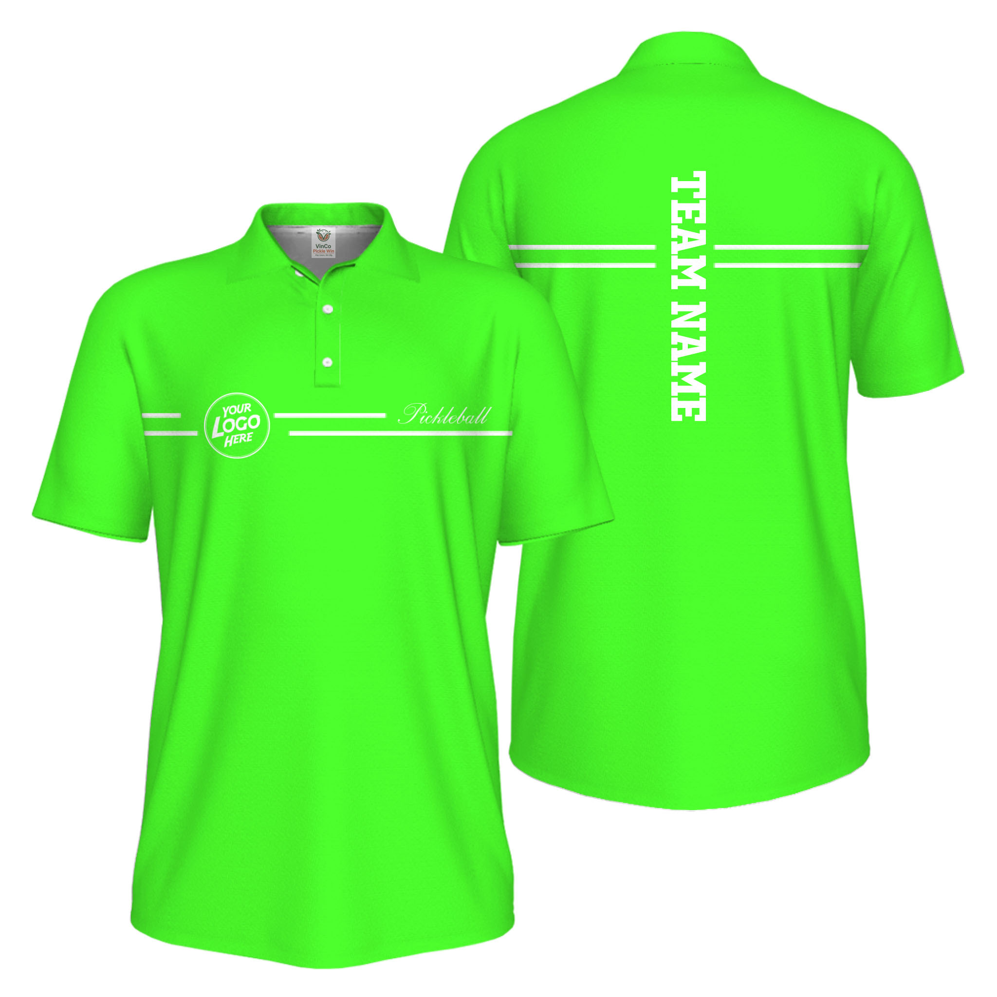 Picklewin Custom Logo And Vertical Name Men Sport Polo Shirt Live Preview 