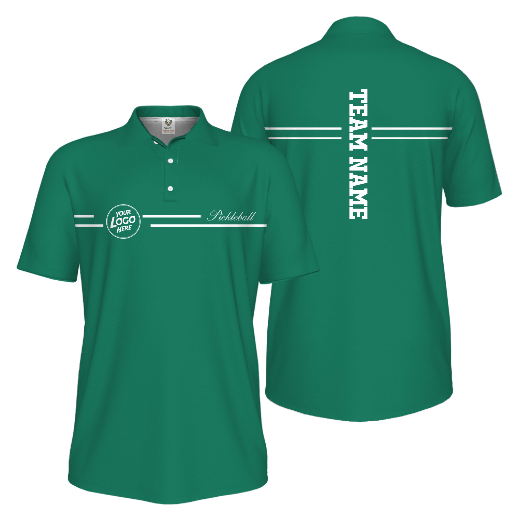Picklewin Custom Logo And Vertical Name Men Sport Polo Shirt Live Preview 