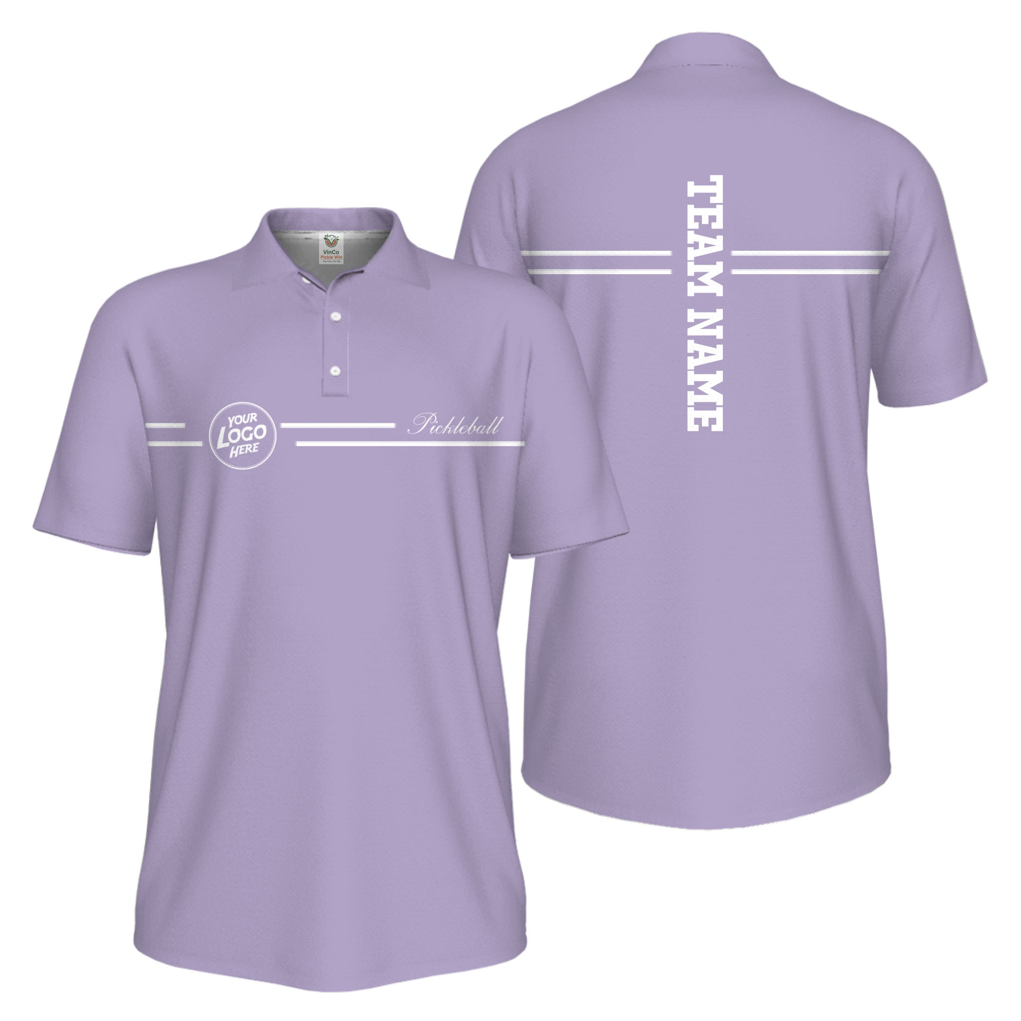 Picklewin Custom Logo And Vertical Name Men Sport Polo Shirt Live Preview 