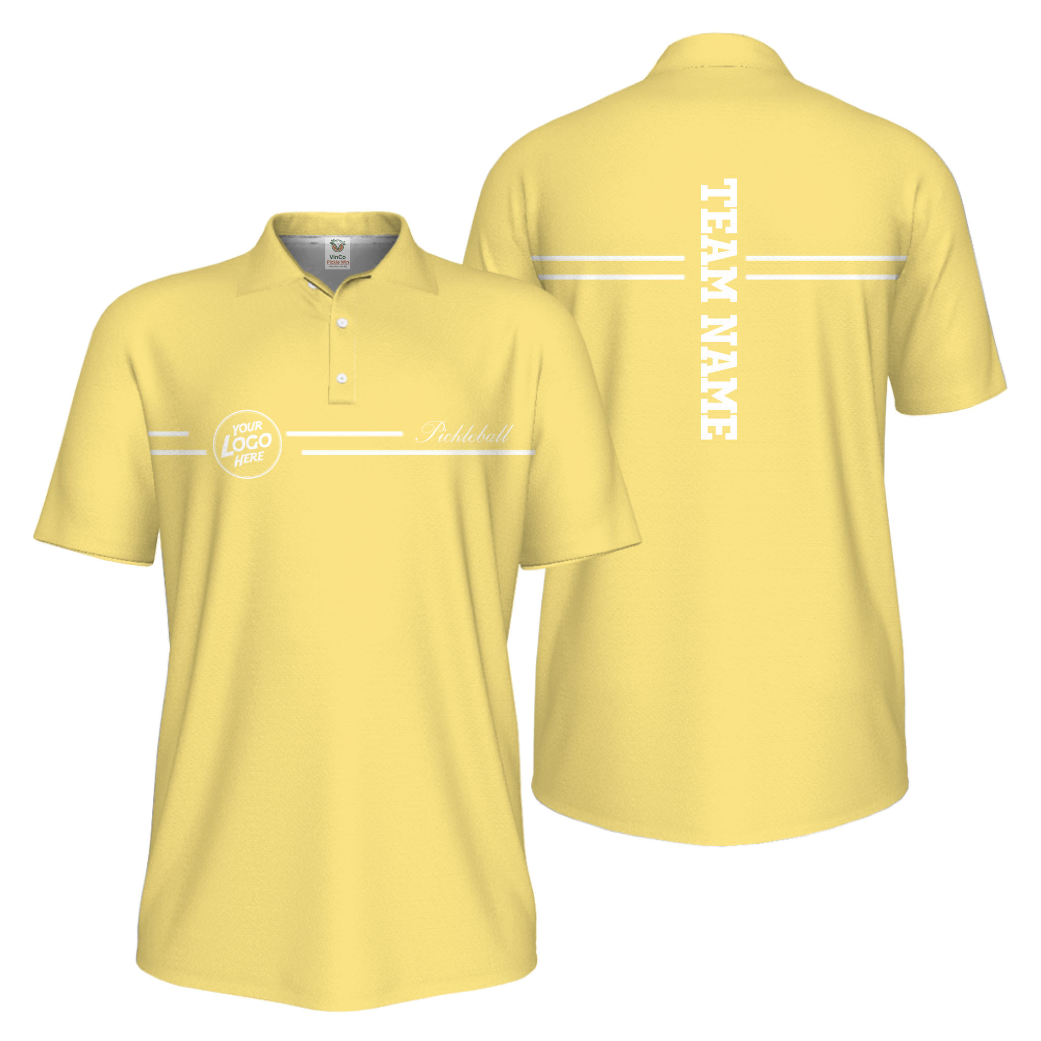 Picklewin Custom Logo And Vertical Name Men Sport Polo Shirt Live Preview 