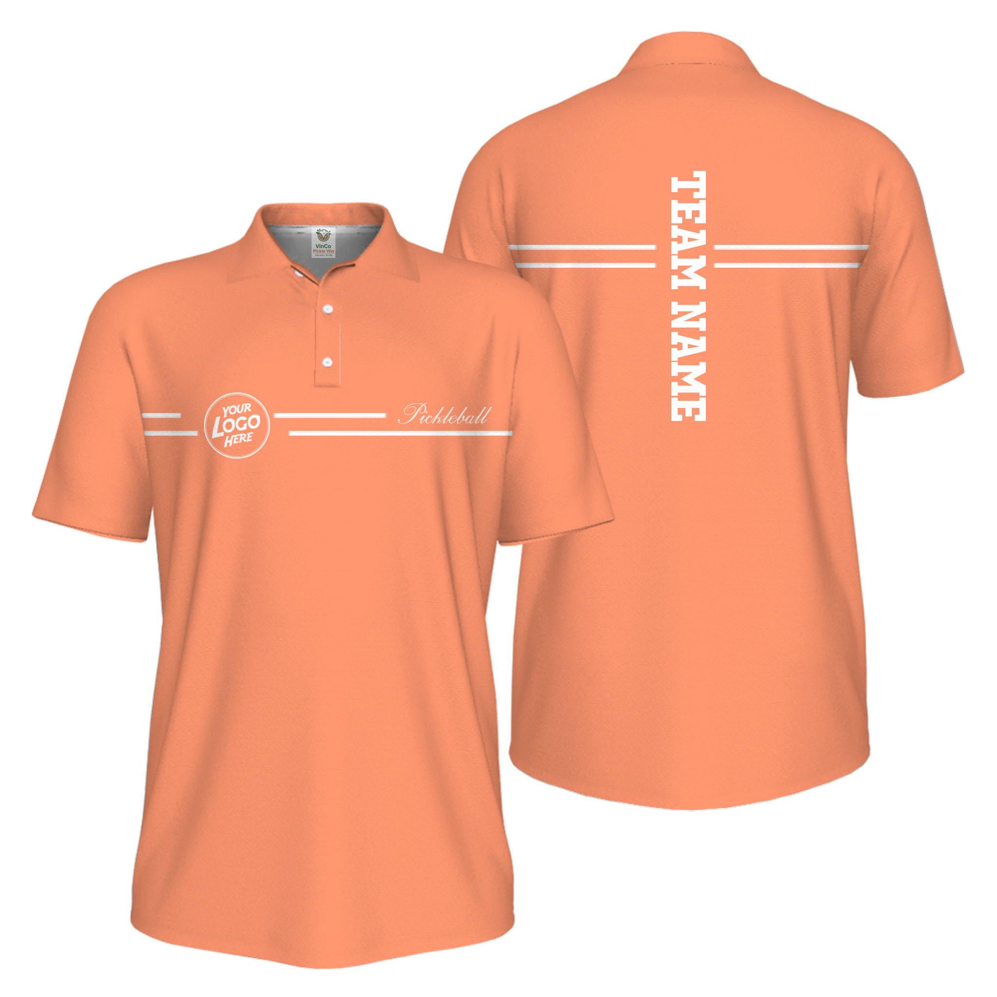 Picklewin Custom Logo And Vertical Name Men Sport Polo Shirt Live Preview 