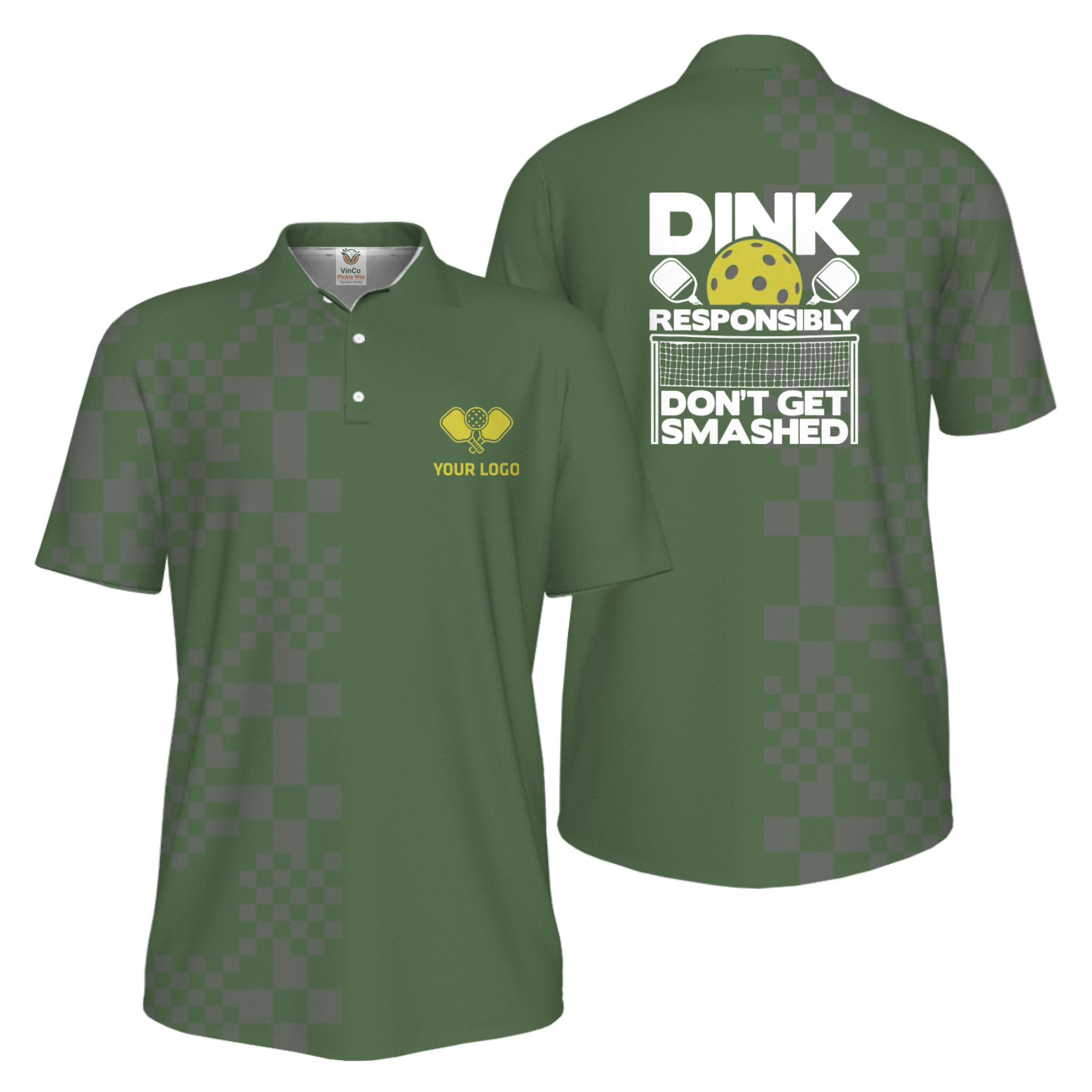 Picklewin Custom Logo Dink Responsibly UV Protection Men Pickleball Polo Shirt