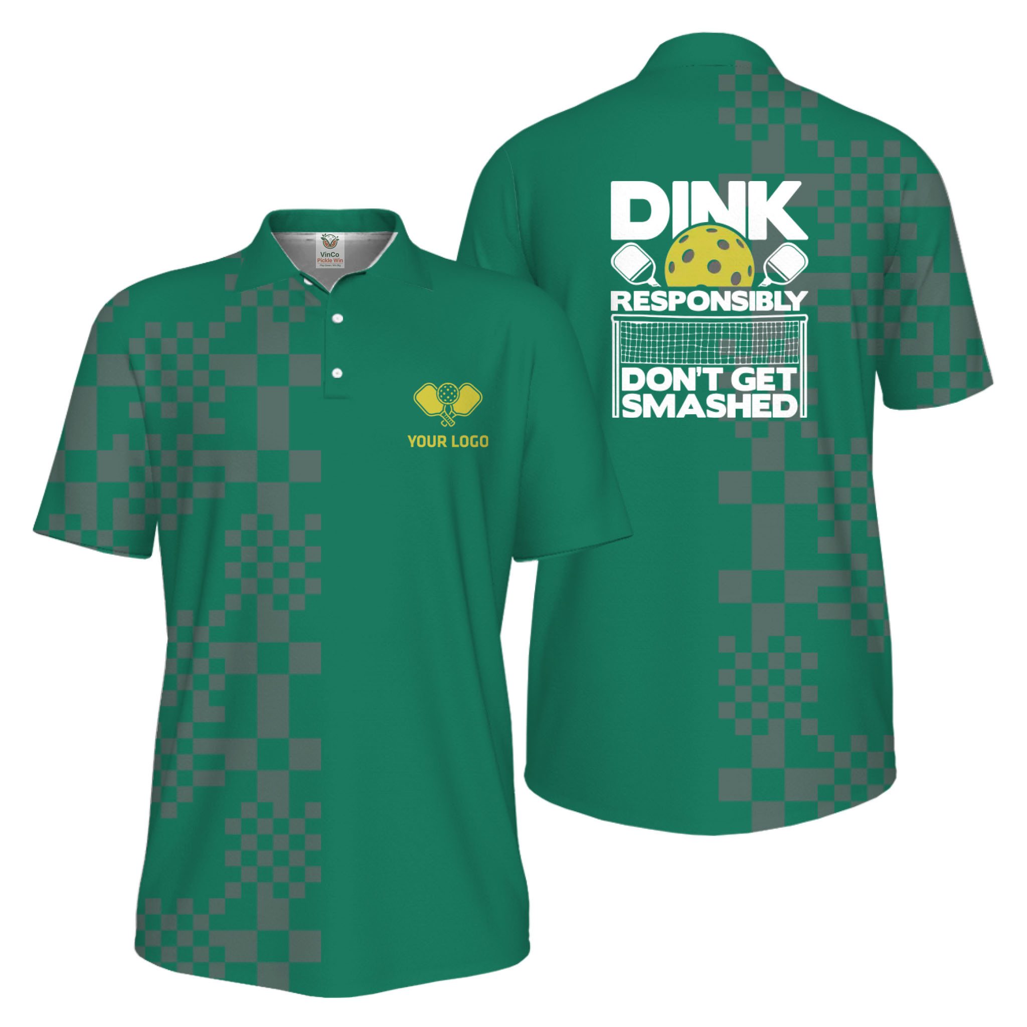 Picklewin Custom Logo Dink Responsibly UV Protection Men Pickleball Polo Shirt