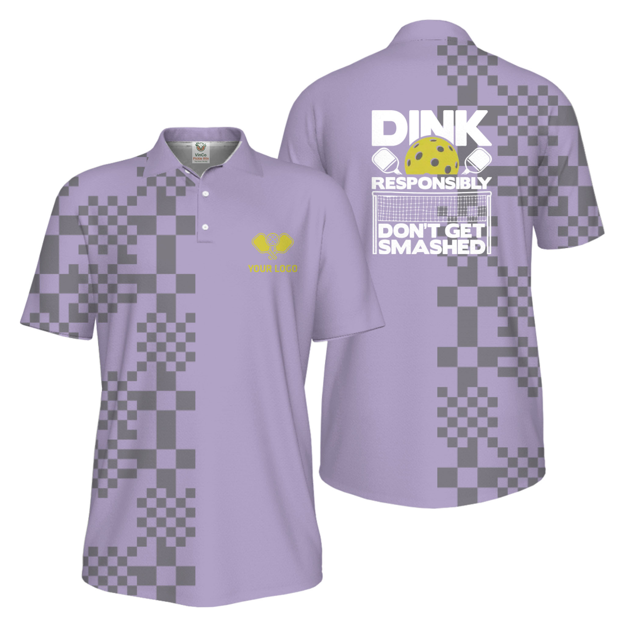 Picklewin Custom Logo Dink Responsibly UV Protection Men Pickleball Polo Shirt