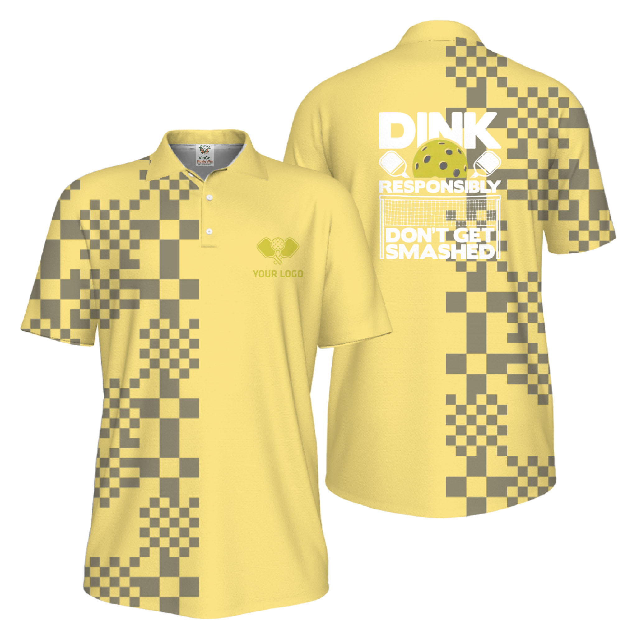 Picklewin Custom Logo Dink Responsibly UV Protection Men Pickleball Polo Shirt