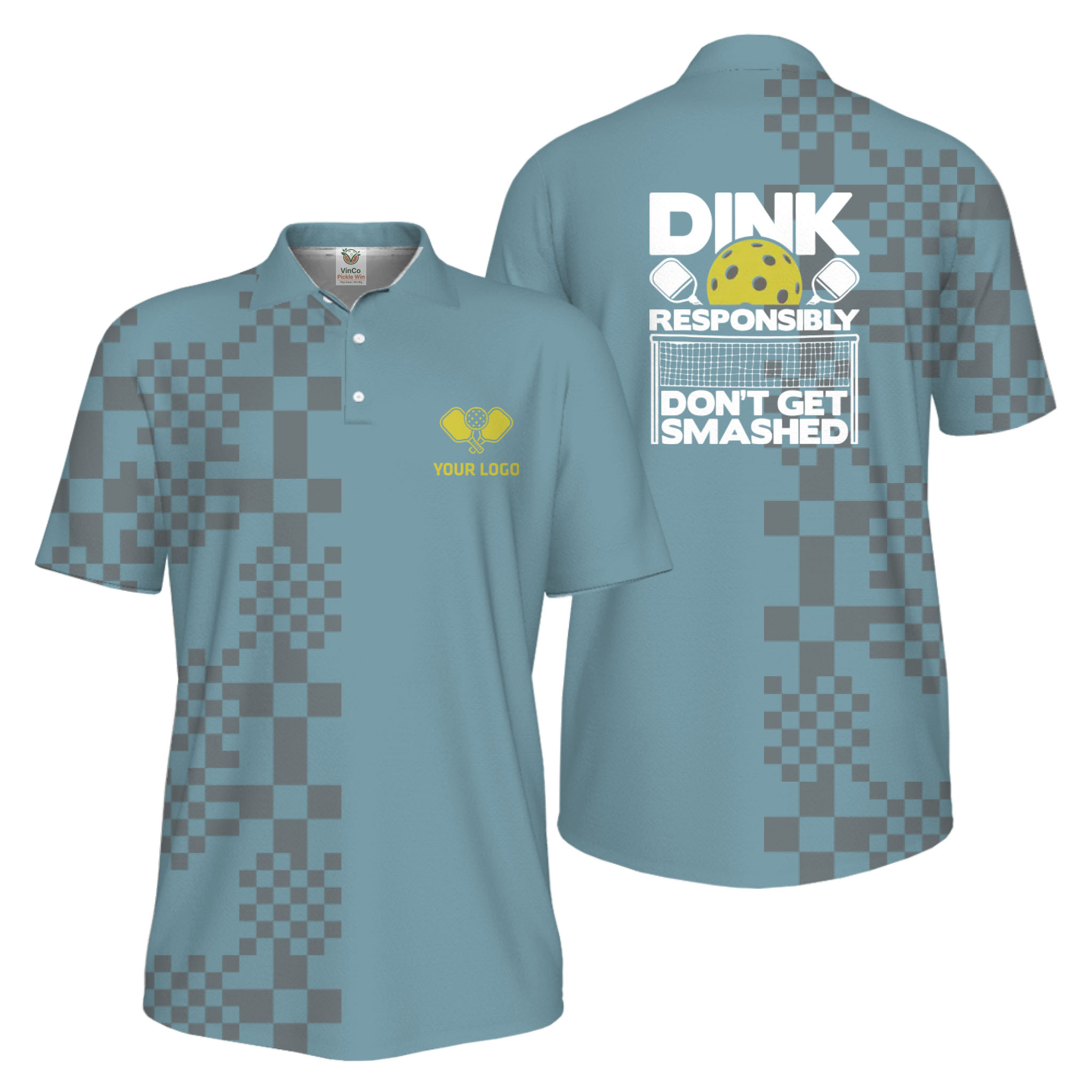 Picklewin Custom Logo Dink Responsibly UV Protection Men Pickleball Polo Shirt