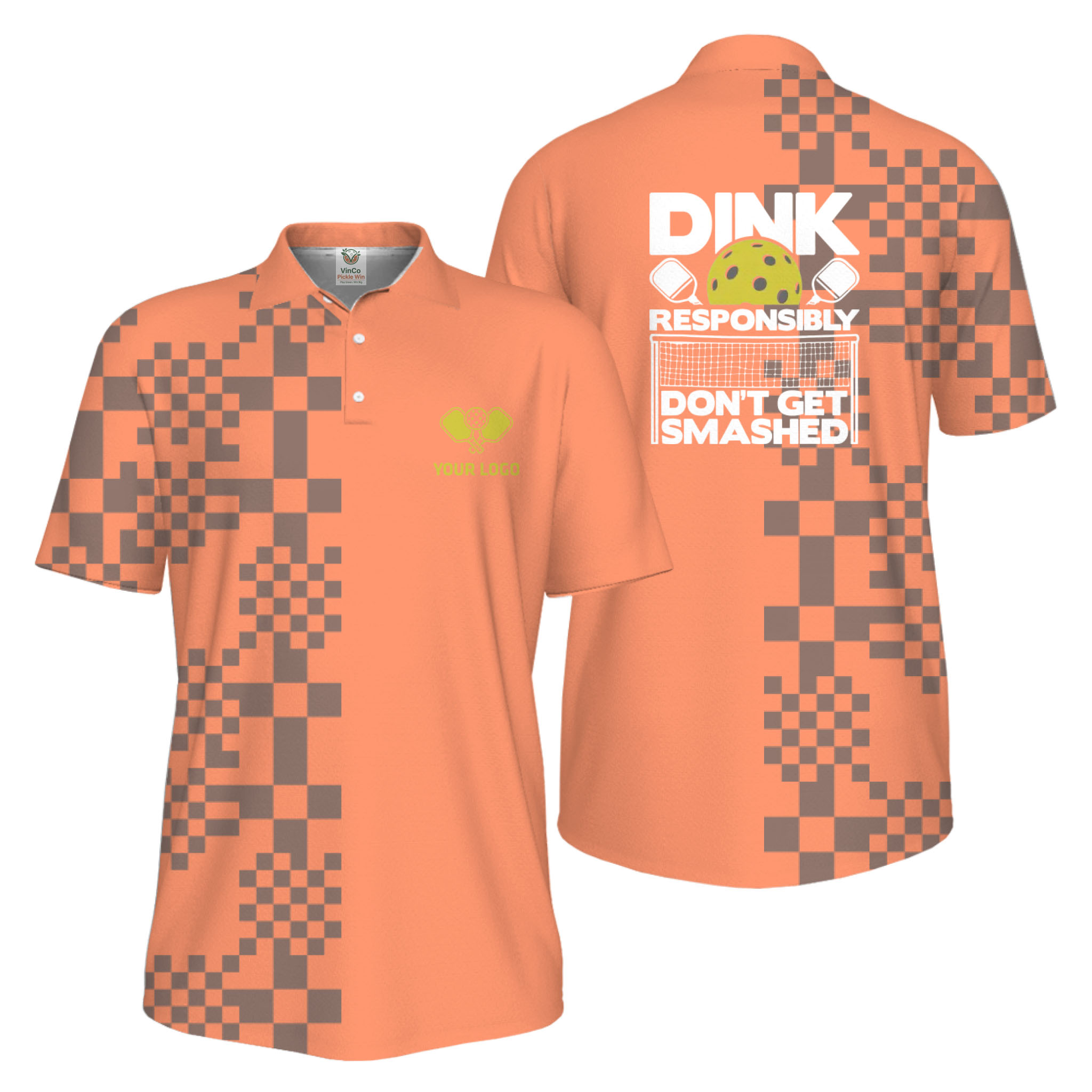 Picklewin Custom Logo Dink Responsibly UV Protection Men Pickleball Polo Shirt