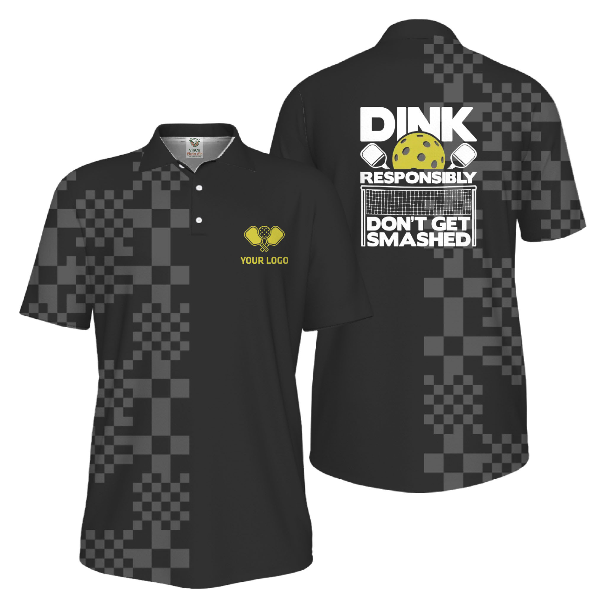 Picklewin Custom Logo Dink Responsibly UV Protection Men Pickleball Polo Shirt