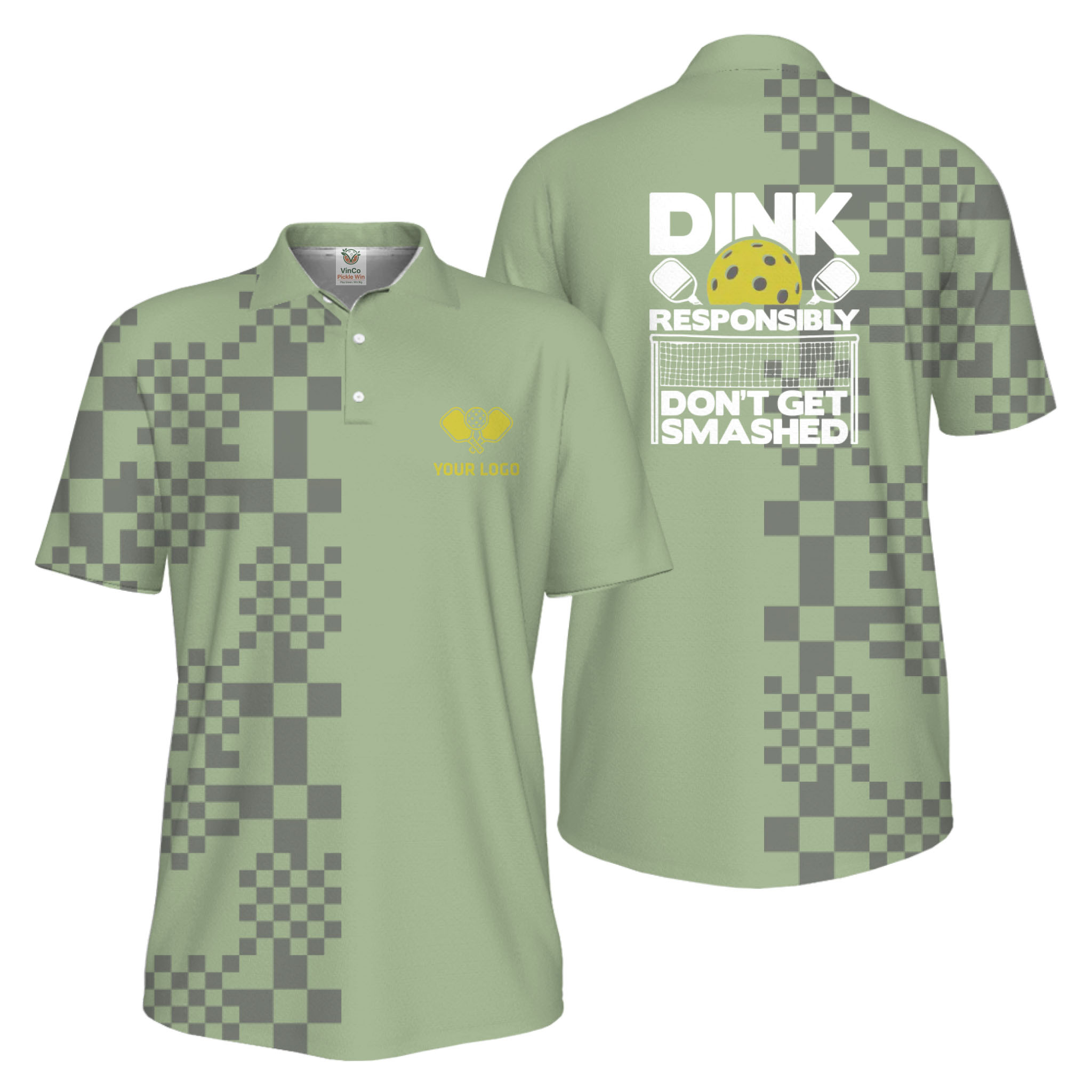 Picklewin Custom Logo Dink Responsibly UV Protection Men Pickleball Polo Shirt