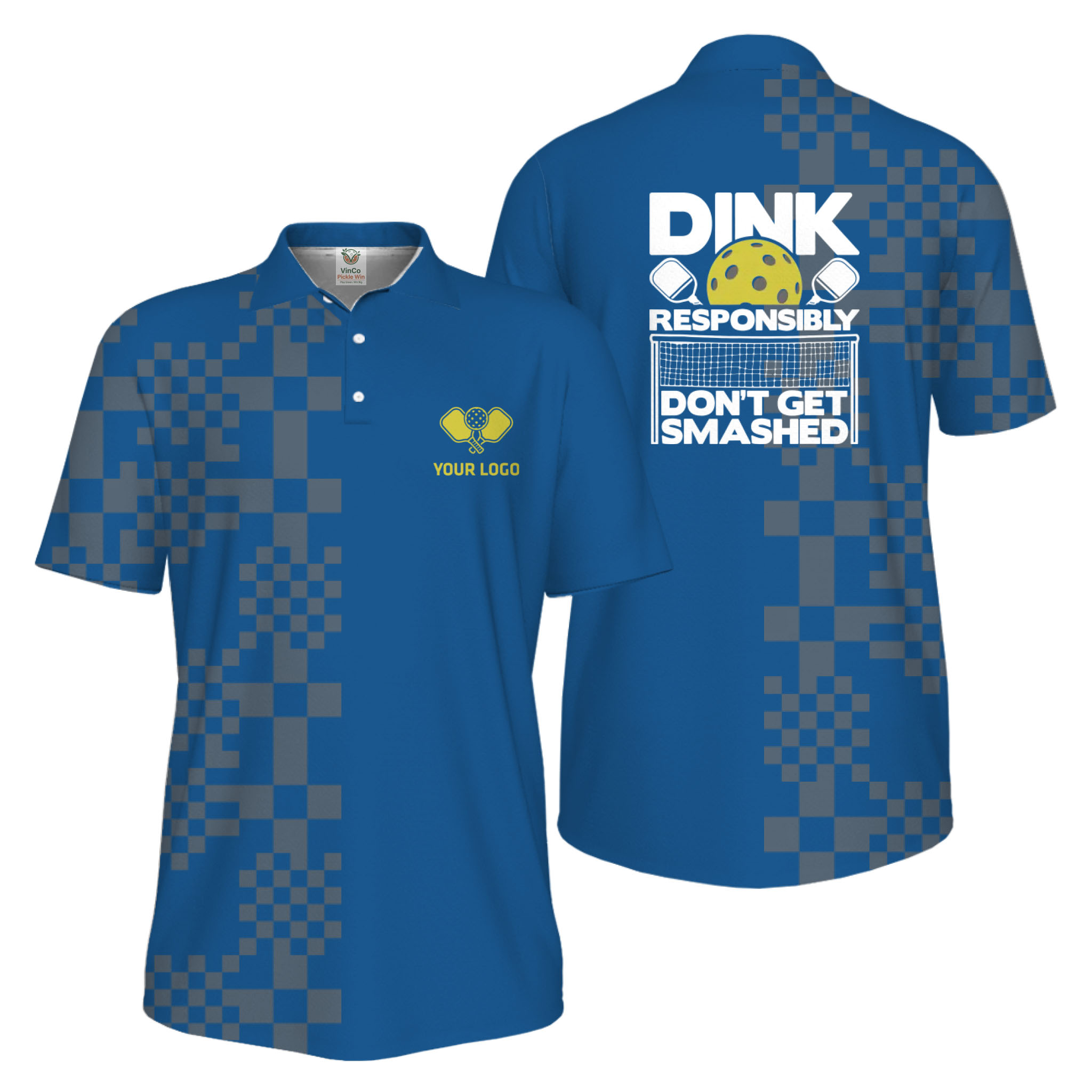 Picklewin Custom Logo Dink Responsibly UV Protection Men Pickleball Polo Shirt