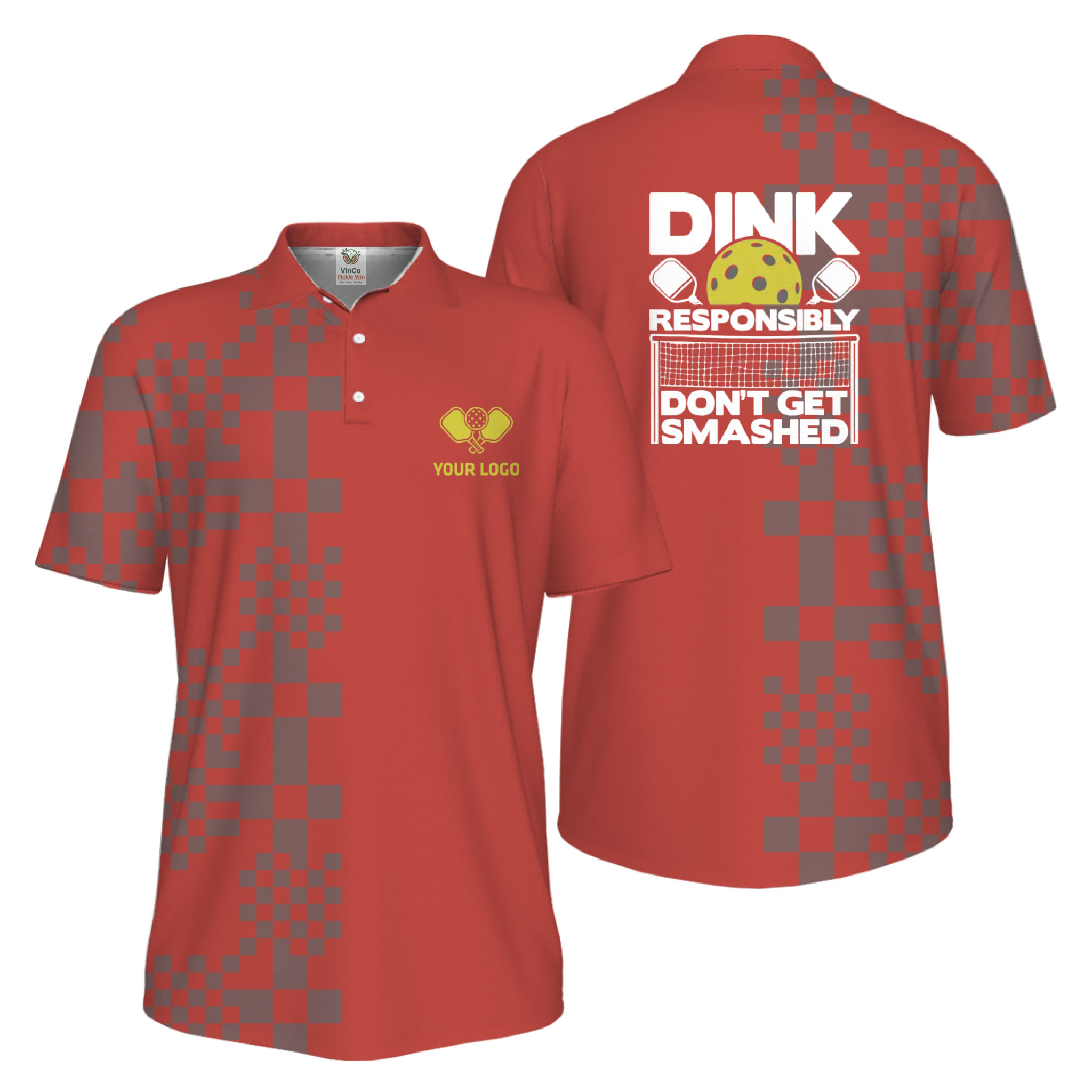 Picklewin Custom Logo Dink Responsibly UV Protection Men Pickleball Polo Shirt