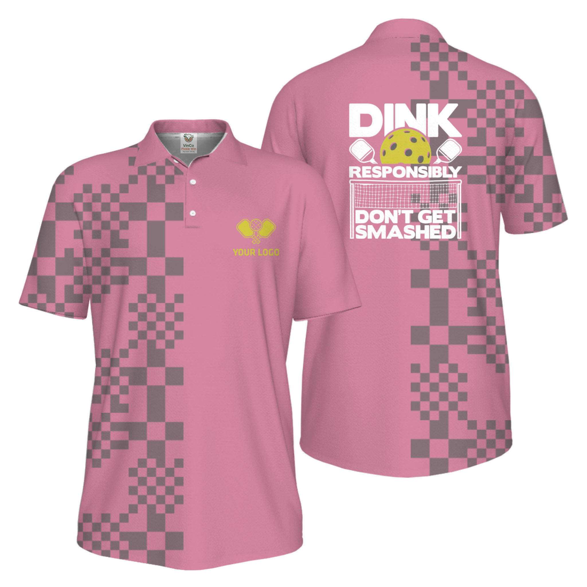 Picklewin Custom Logo Dink Responsibly UV Protection Men Pickleball Polo Shirt