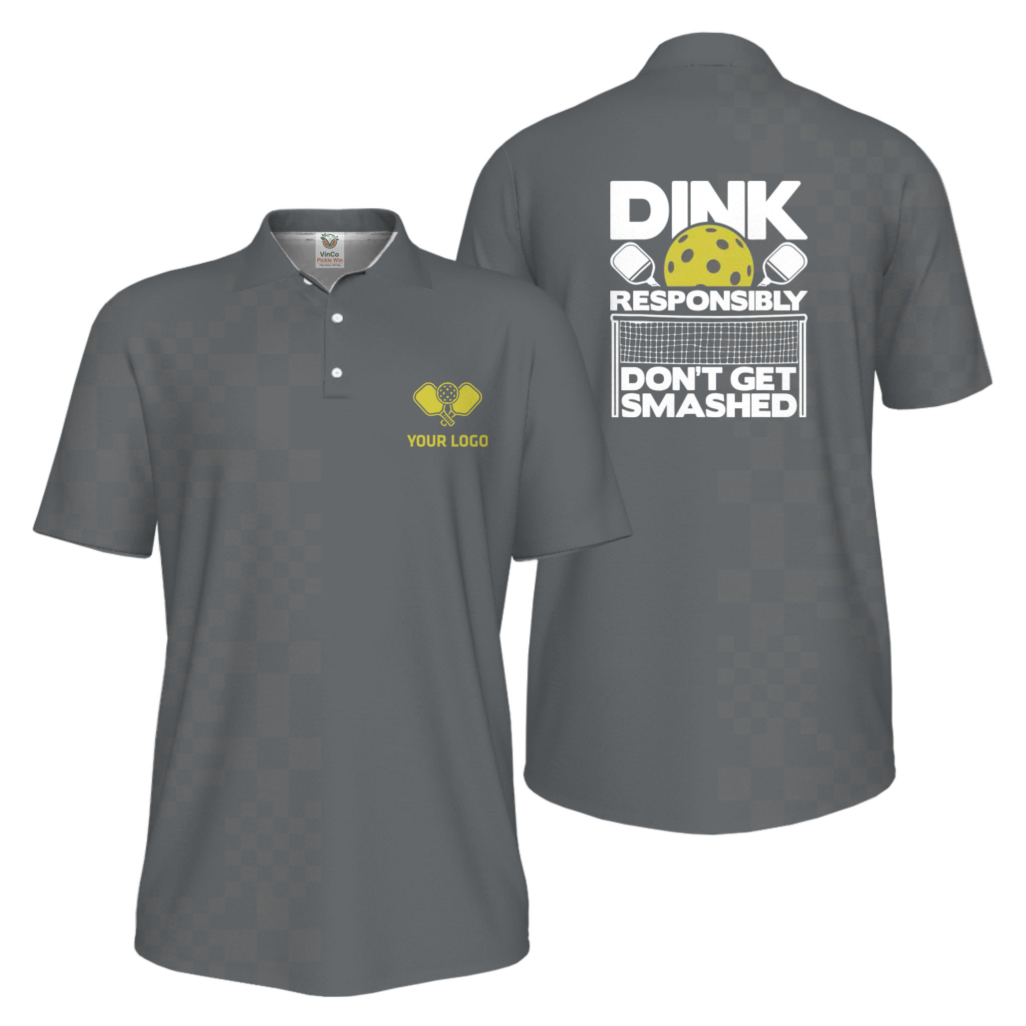 Picklewin Custom Logo Dink Responsibly UV Protection Men Pickleball Polo Shirt