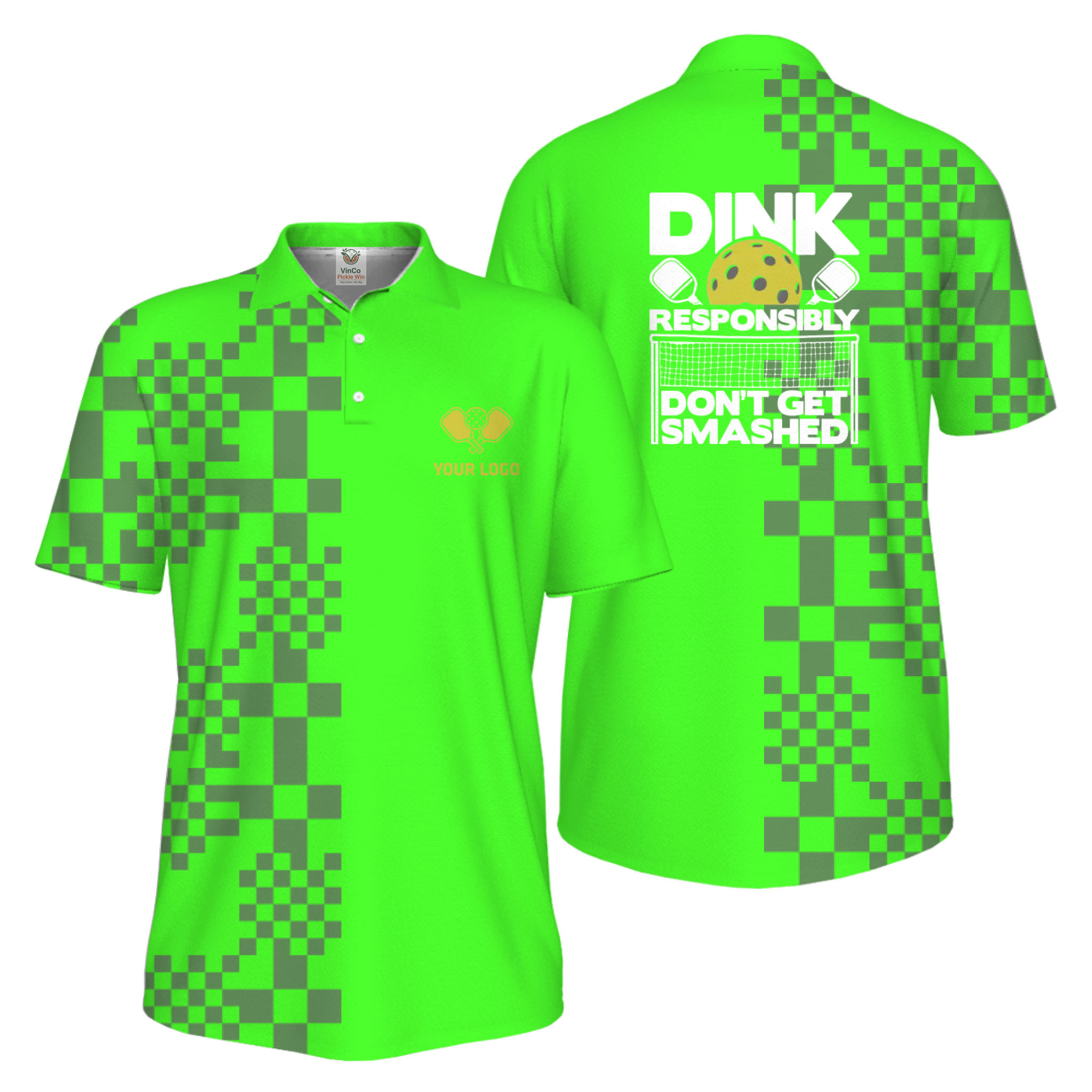 Picklewin Custom Logo Dink Responsibly UV Protection Men Pickleball Polo Shirt
