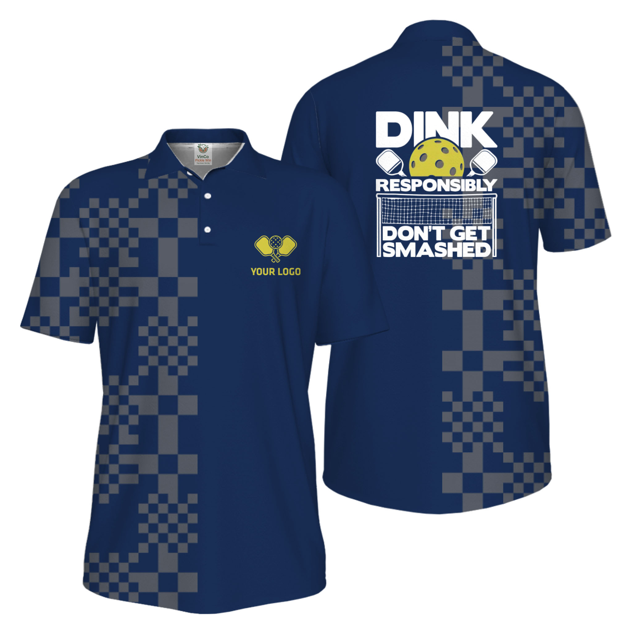 Picklewin Custom Logo Dink Responsibly UV Protection Men Pickleball Polo Shirt
