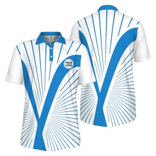 Picklewin Custom Logo Dynamic Wave Performance UV Protection Men Polo Shirt