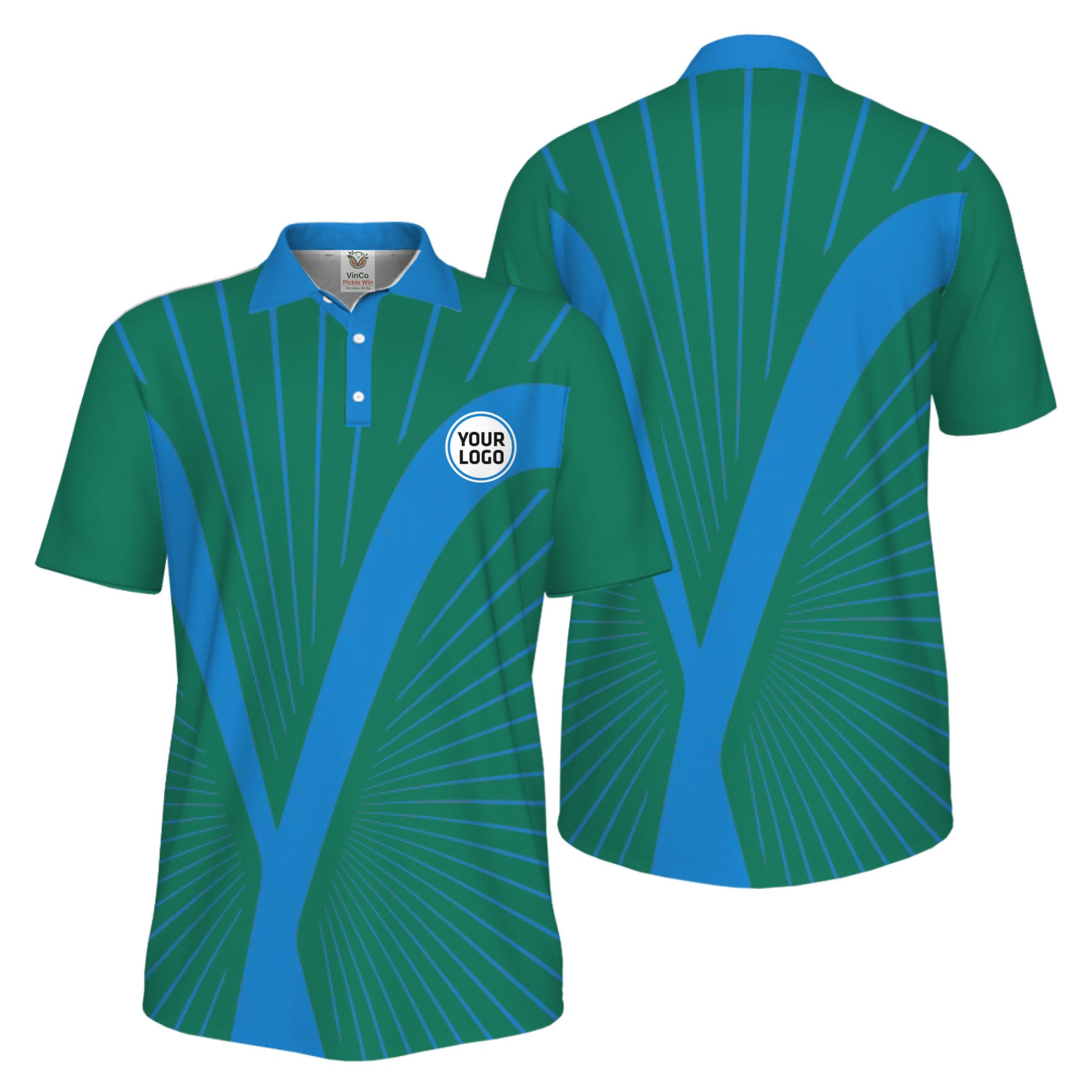 Picklewin Custom Logo Dynamic Wave Performance UV Protection Men Polo Shirt
