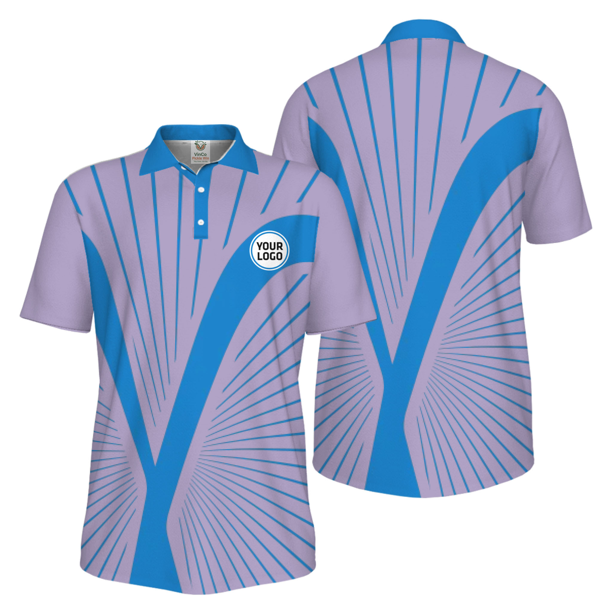 Picklewin Custom Logo Dynamic Wave Performance UV Protection Men Polo Shirt
