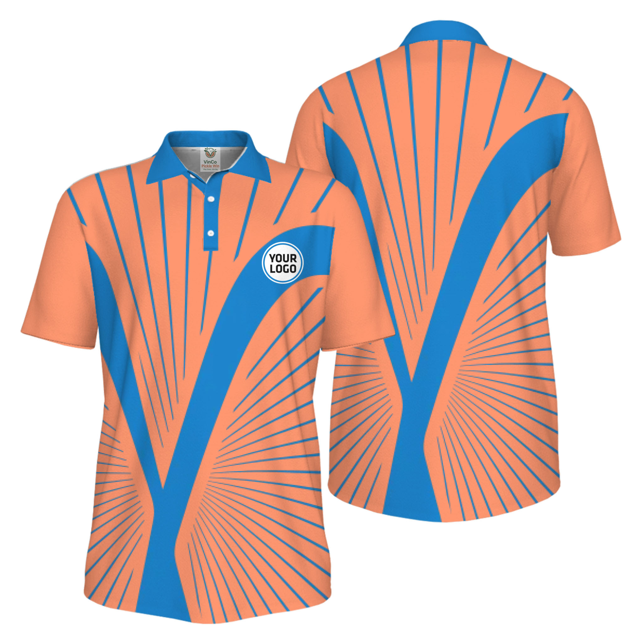 Picklewin Custom Logo Dynamic Wave Performance UV Protection Men Polo Shirt