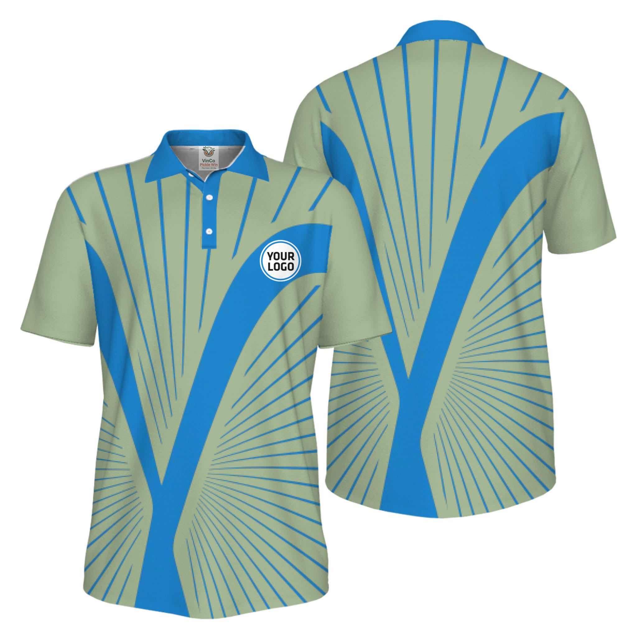 Picklewin Custom Logo Dynamic Wave Performance UV Protection Men Polo Shirt