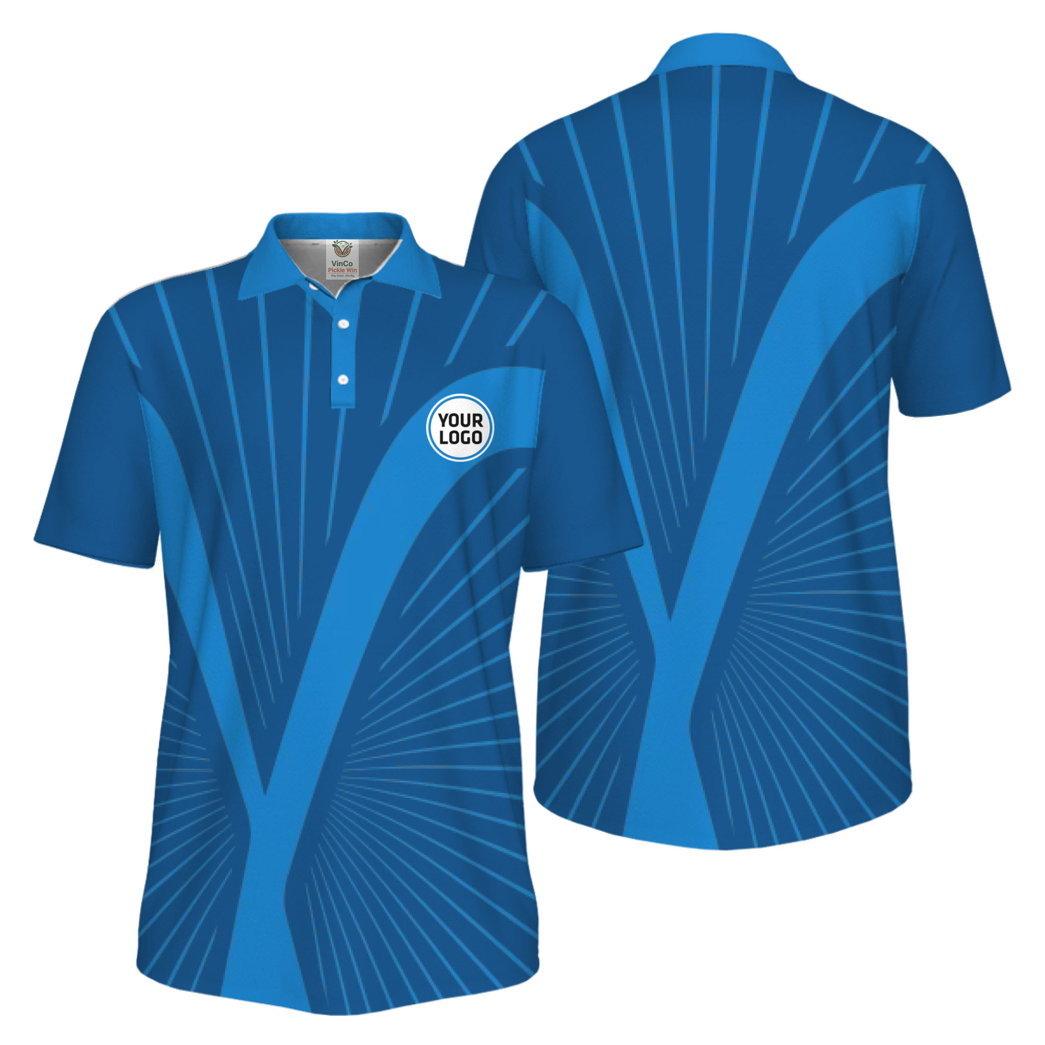 Picklewin Custom Logo Dynamic Wave Performance UV Protection Men Polo Shirt