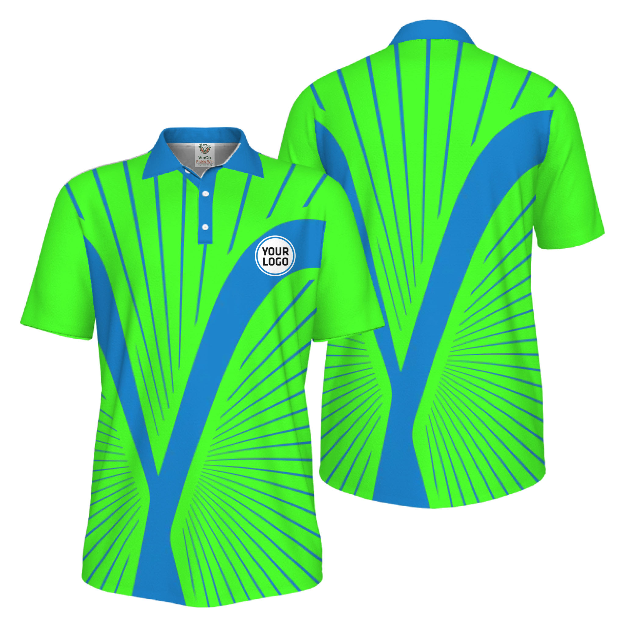 Picklewin Custom Logo Dynamic Wave Performance UV Protection Men Polo Shirt
