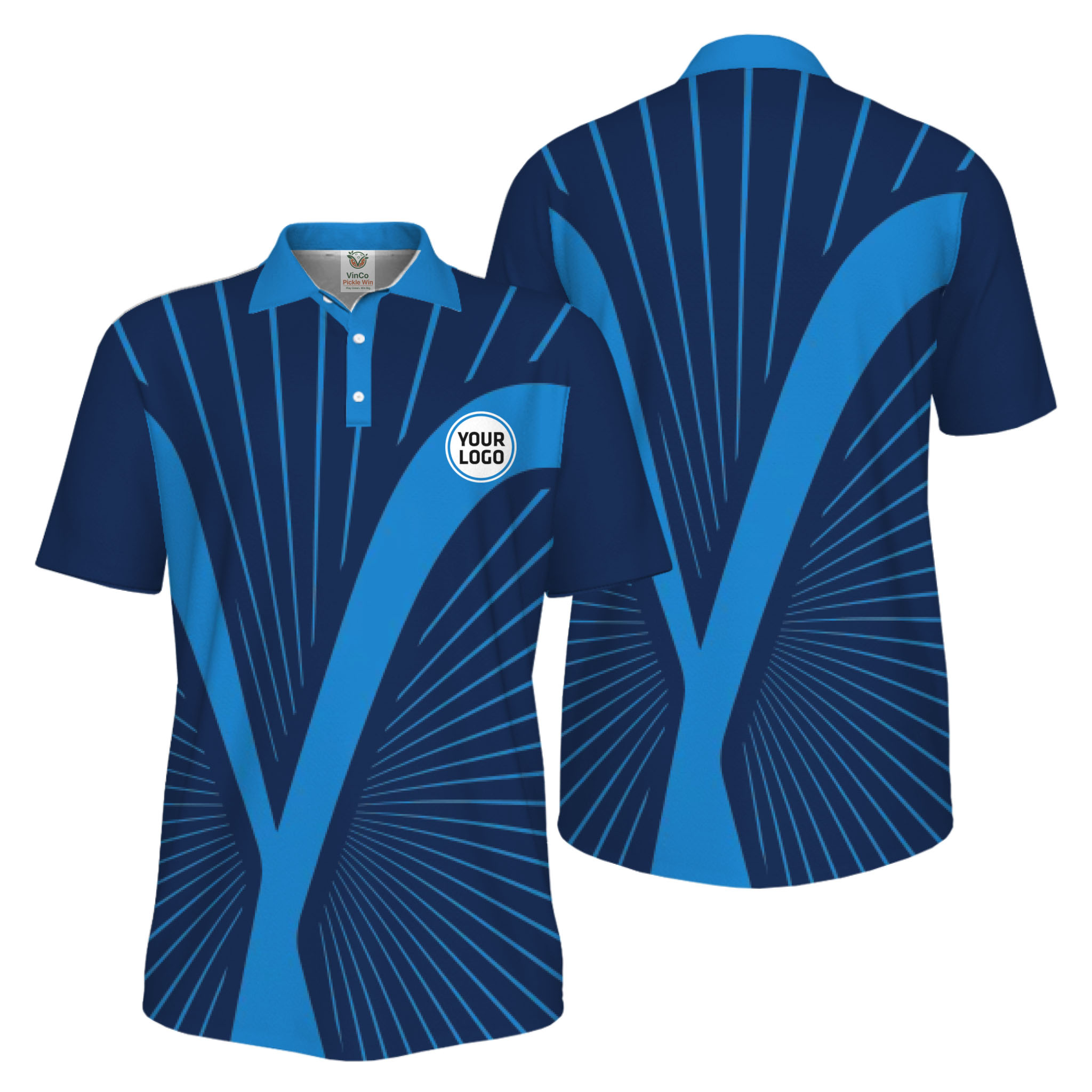 Picklewin Custom Logo Dynamic Wave Performance UV Protection Men Polo Shirt