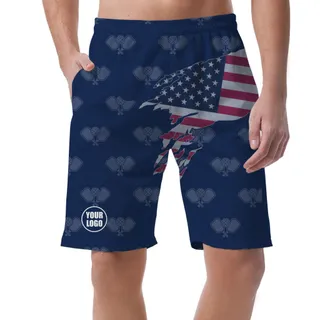 Picklewin Custom Logo Pickleball American Flag Men's Short Pants