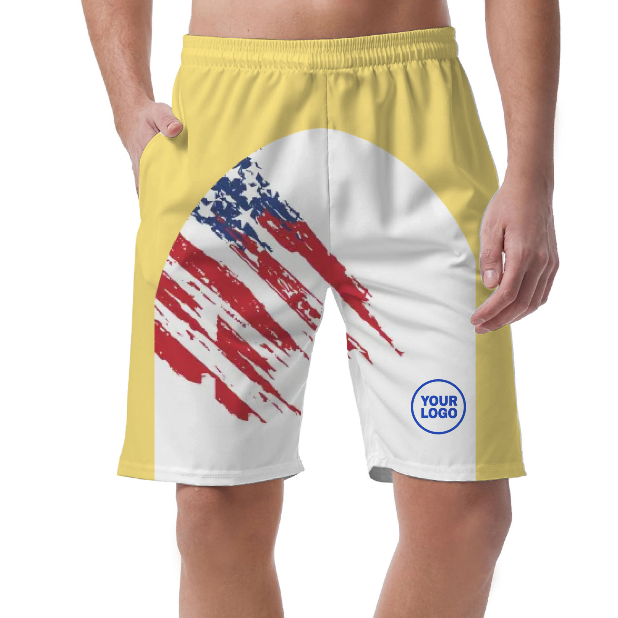 Picklewin Custom Logo Pickleball American Flag Patriotic Shorts For Men