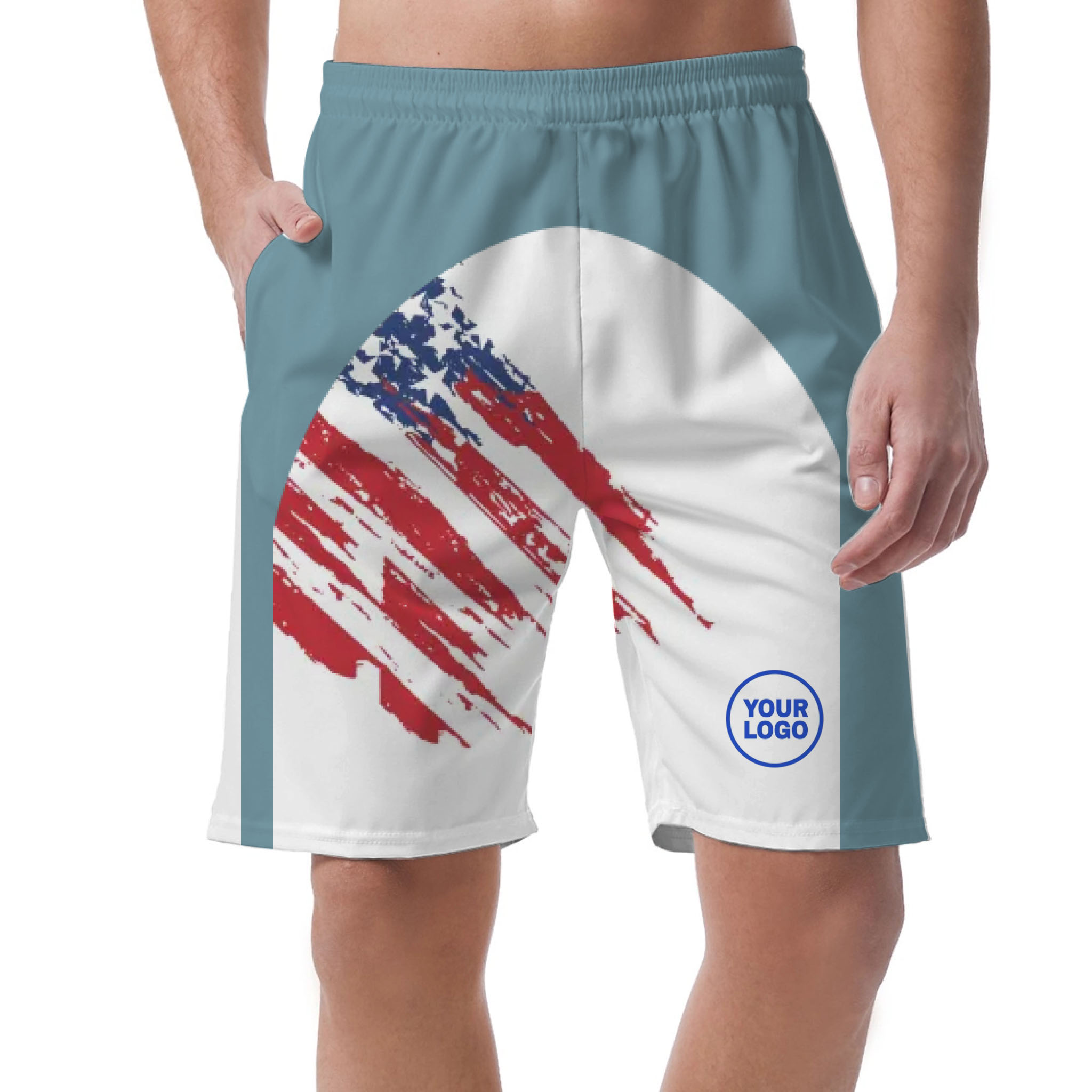 Picklewin Custom Logo Pickleball American Flag Patriotic Shorts For Men