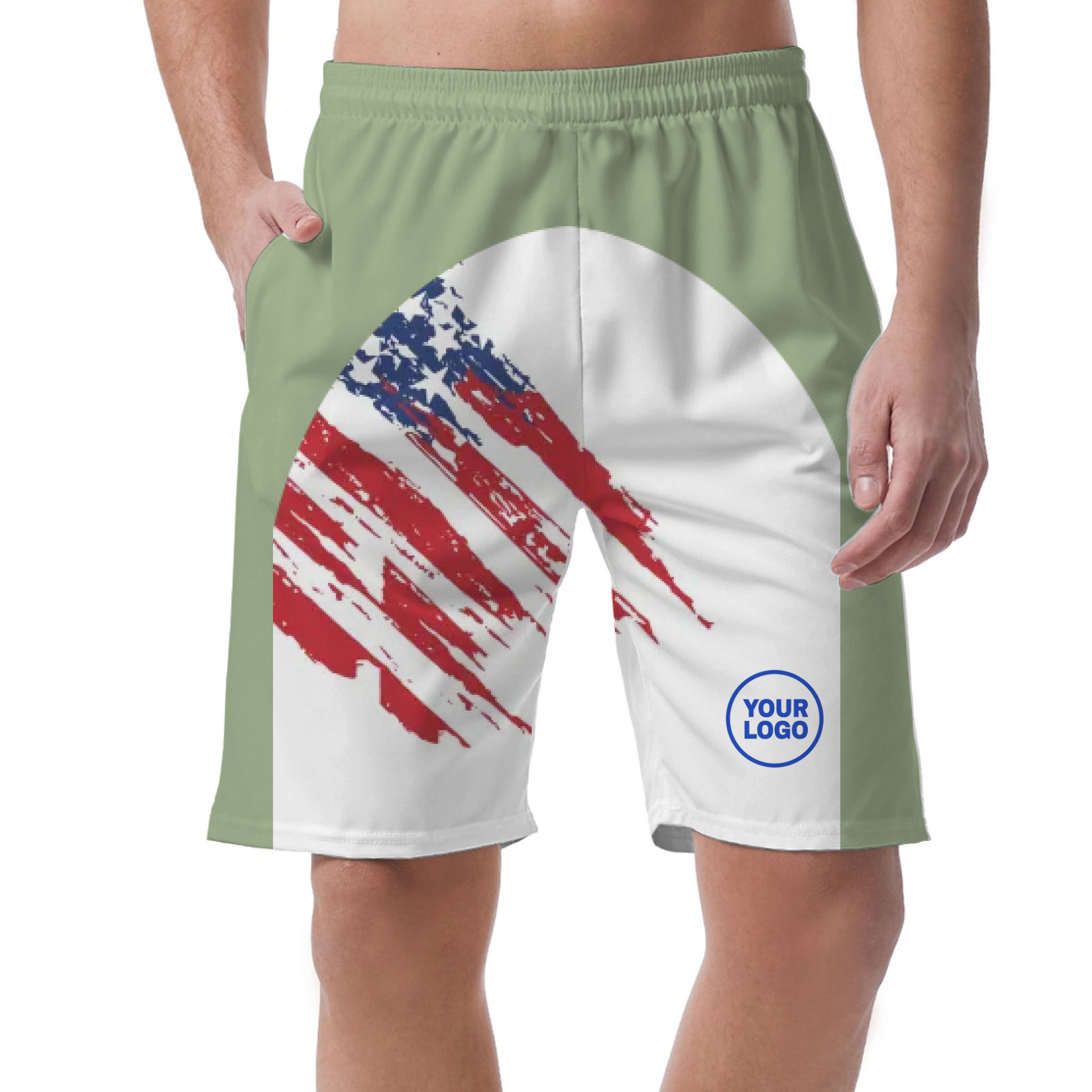 Picklewin Custom Logo Pickleball American Flag Patriotic Shorts For Men