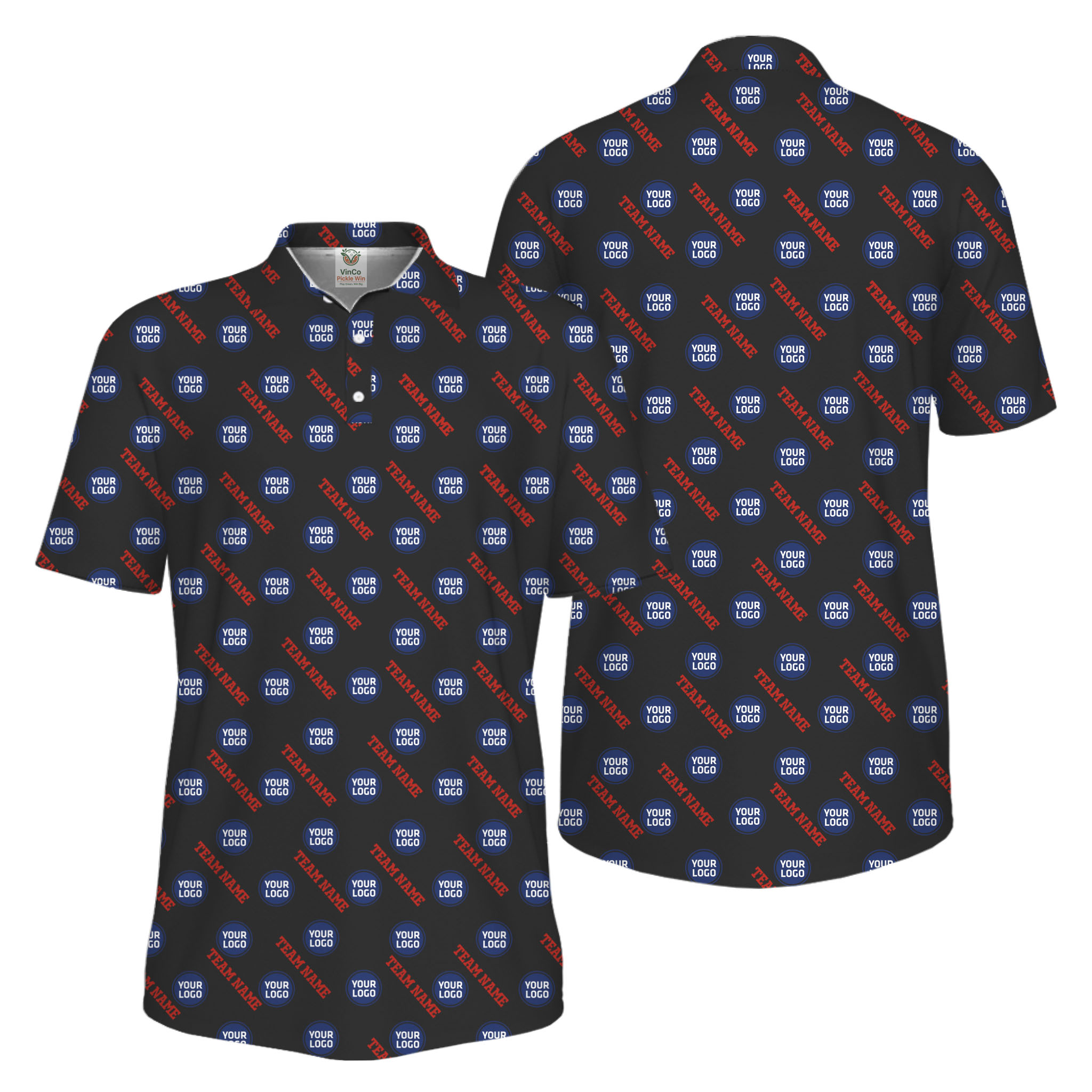 Picklewin Custom Logos And Team Names Men Polo Shirt Instant Preview UV Protection