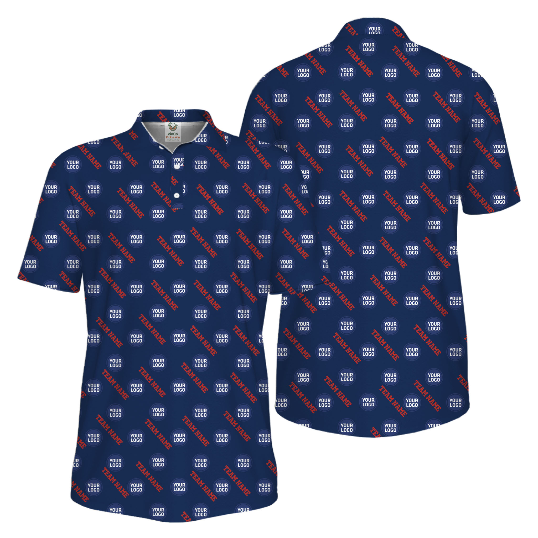 Picklewin Custom Logos And Team Names Men Polo Shirt Instant Preview UV Protection