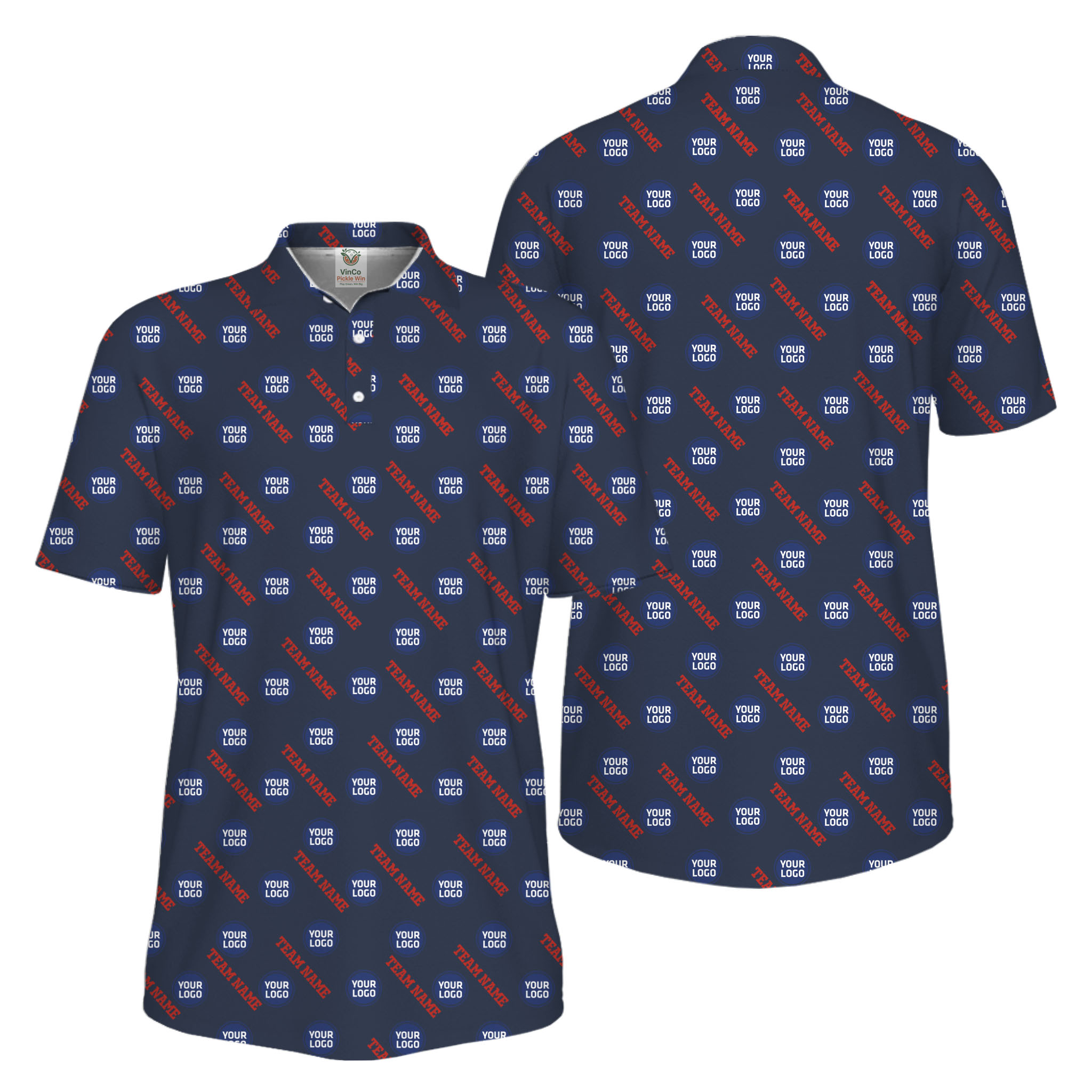 Picklewin Custom Logos And Team Names Men Polo Shirt Instant Preview UV Protection