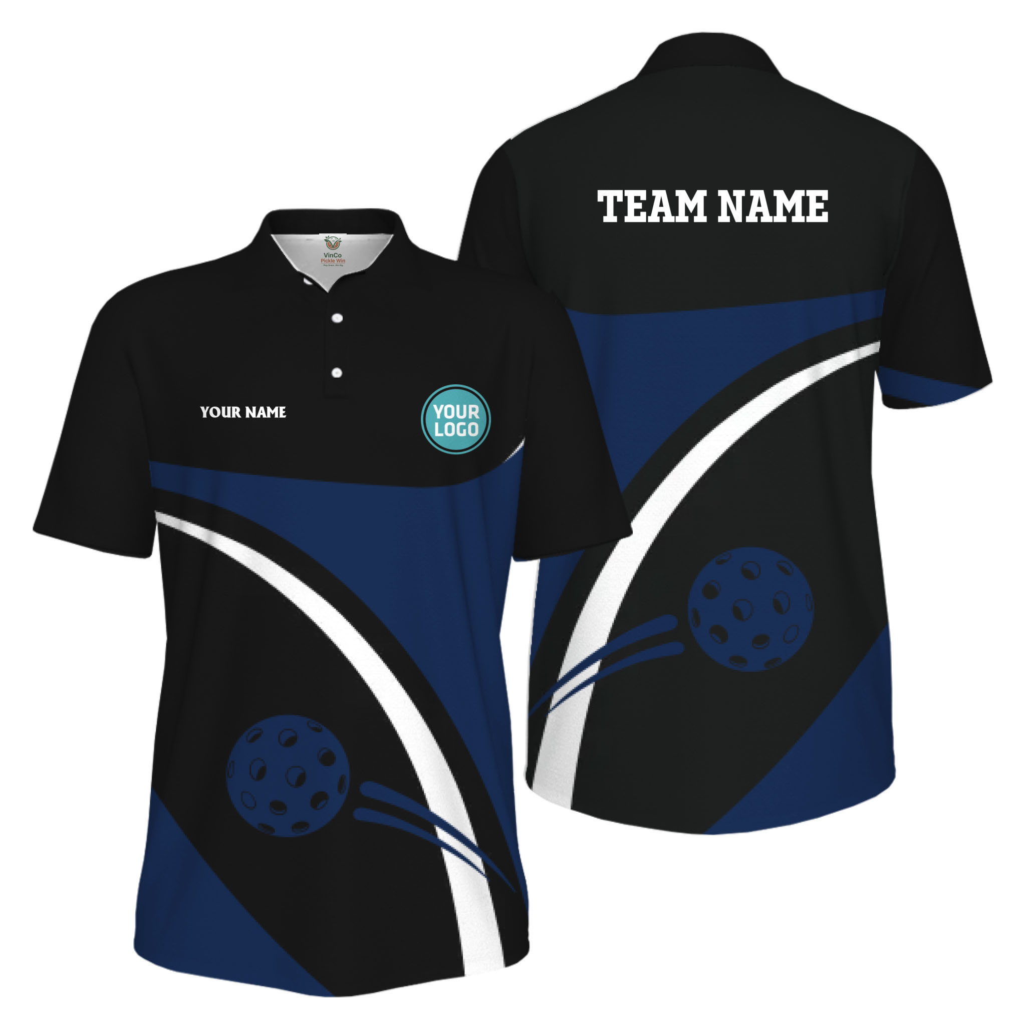 Picklewin Custom Name And Logo Pickleball Team Spirit Polo Shirt For Men 