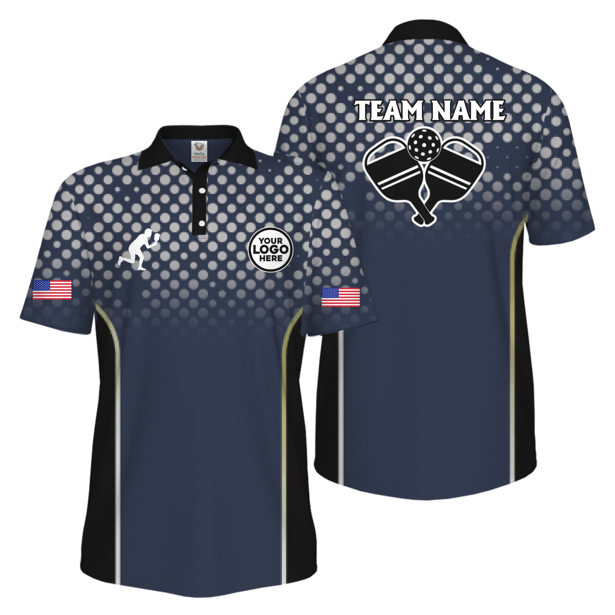Picklewin Custom Pickleball 250 Years Anniversary America Men Polo Shirt  