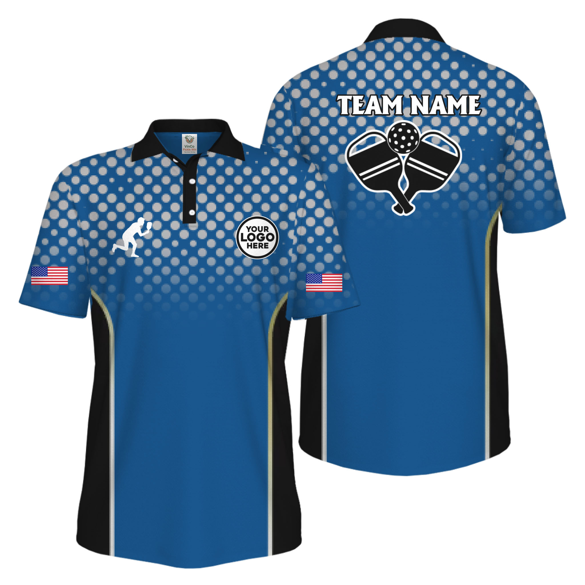 Picklewin Custom Pickleball 250 Years Anniversary America Men Polo Shirt  
